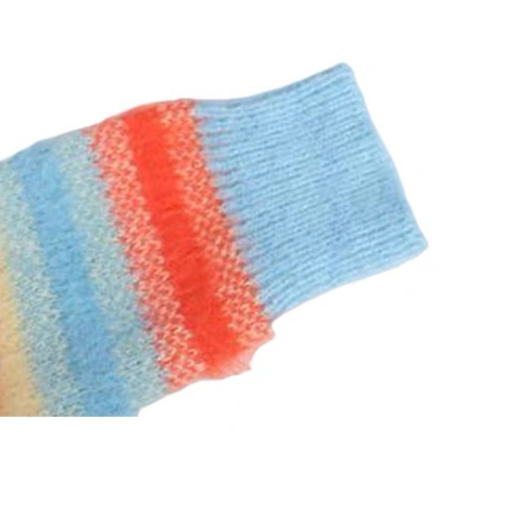 OEM 工場カスタム春秋カジュアルレディースモヘアレインボーニットセーターコートトップスカーディガン女性のための