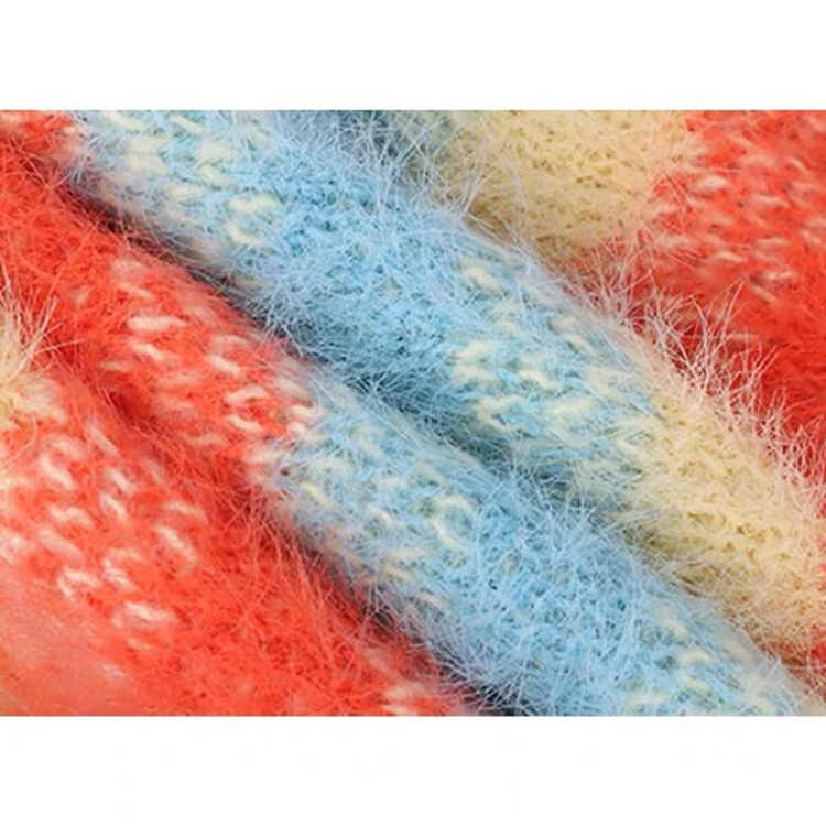 OEM 工場カスタム春秋カジュアルレディースモヘアレインボーニットセーターコートトップスカーディガン女性のための