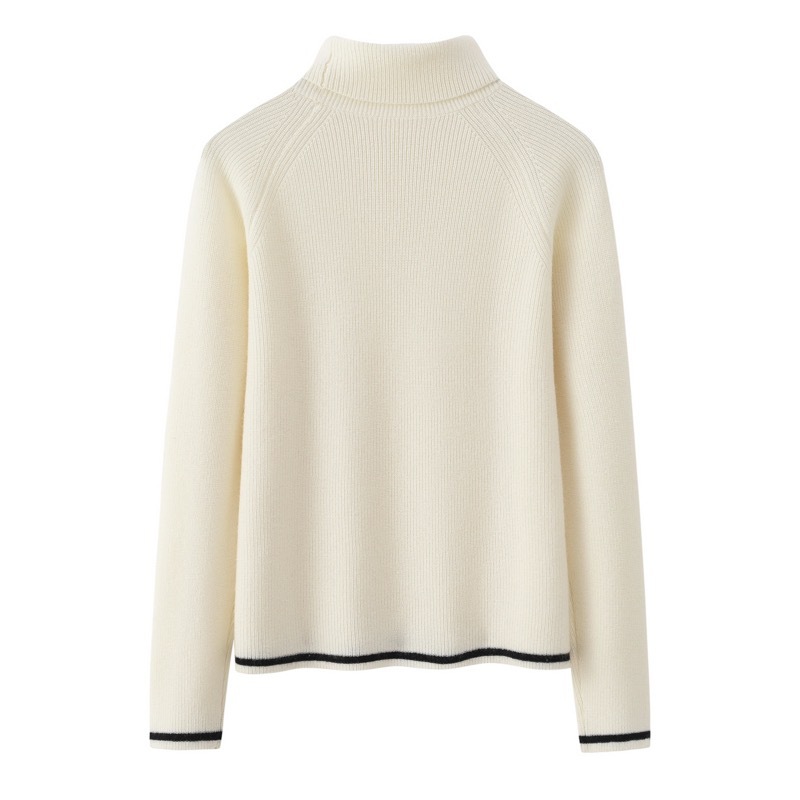 OEM カスタム新人デザイナー秋冬タートルネックウール女性レディースニットプルオーバートップスセーター 