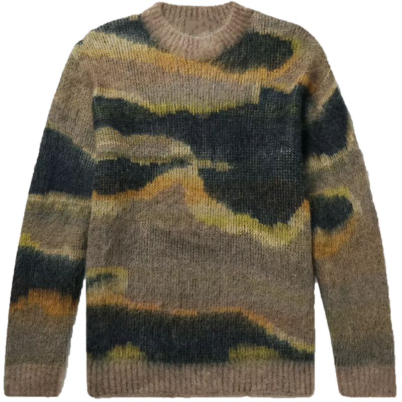 カスタムロゴ OEM & ODM モヘアジャカードプルオーバーニットクルーネックニット男性用冬ニットセーター