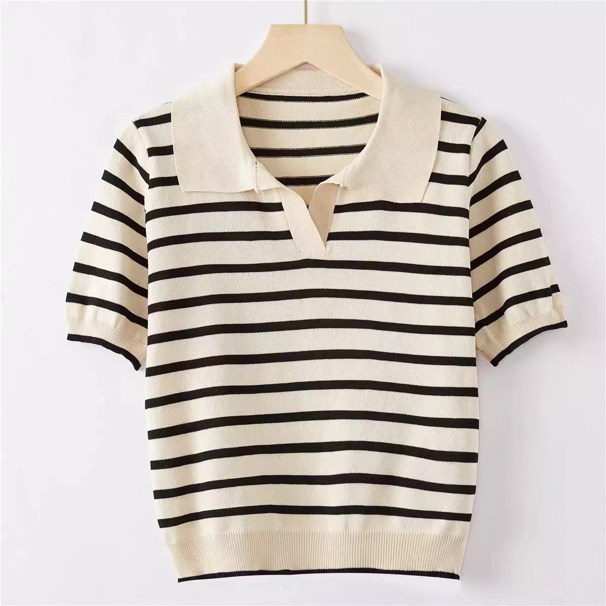 OEM 工場カスタム夏デザイナーストライプレディースニットウェアニットシャツトップスセーターカーディガン女性のための