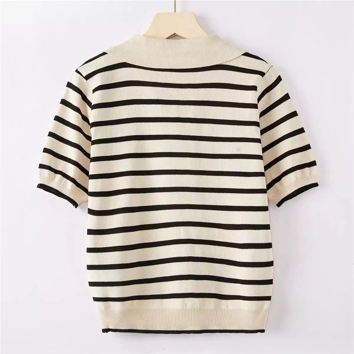 OEM 工場カスタム夏デザイナーストライプレディースニットウェアニットシャツトップスセーターカーディガン女性のための