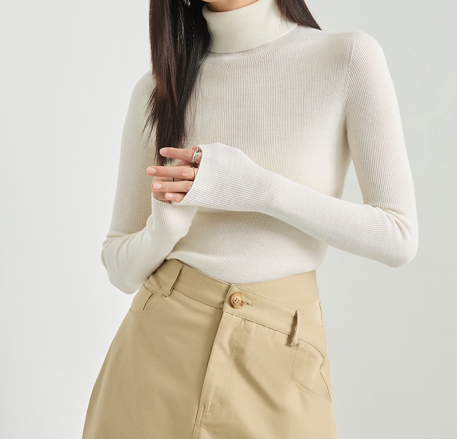 OEM カスタム新しい秋冬スリム 100% ウール タートルネック ニット セーター女性用