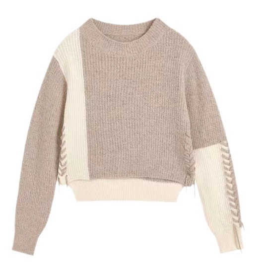 OEM カスタム新人デザイナー秋冬カジュアルショート女性ニットプルオーバートップスセーター女性のための