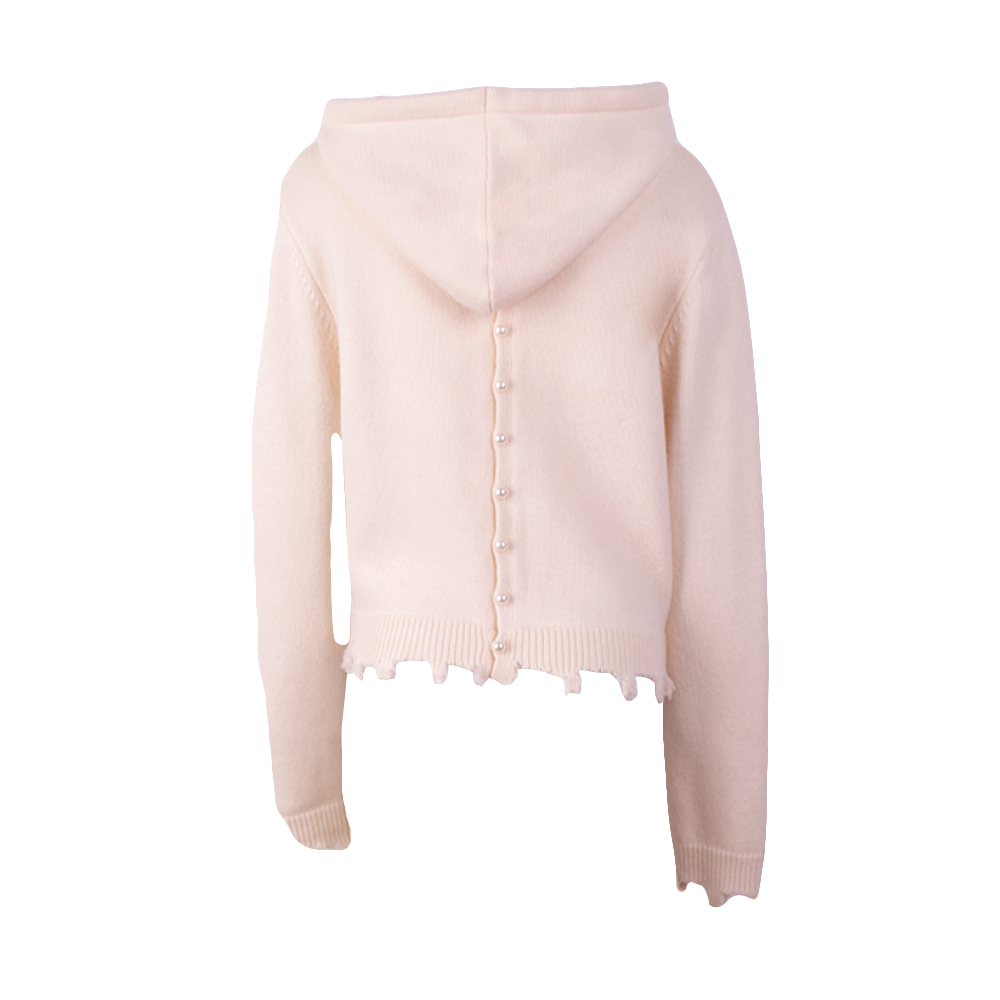 秋冬 OEM 工場ファッションフード付きカスタム長袖ウール女性プルオーバーニットセーター