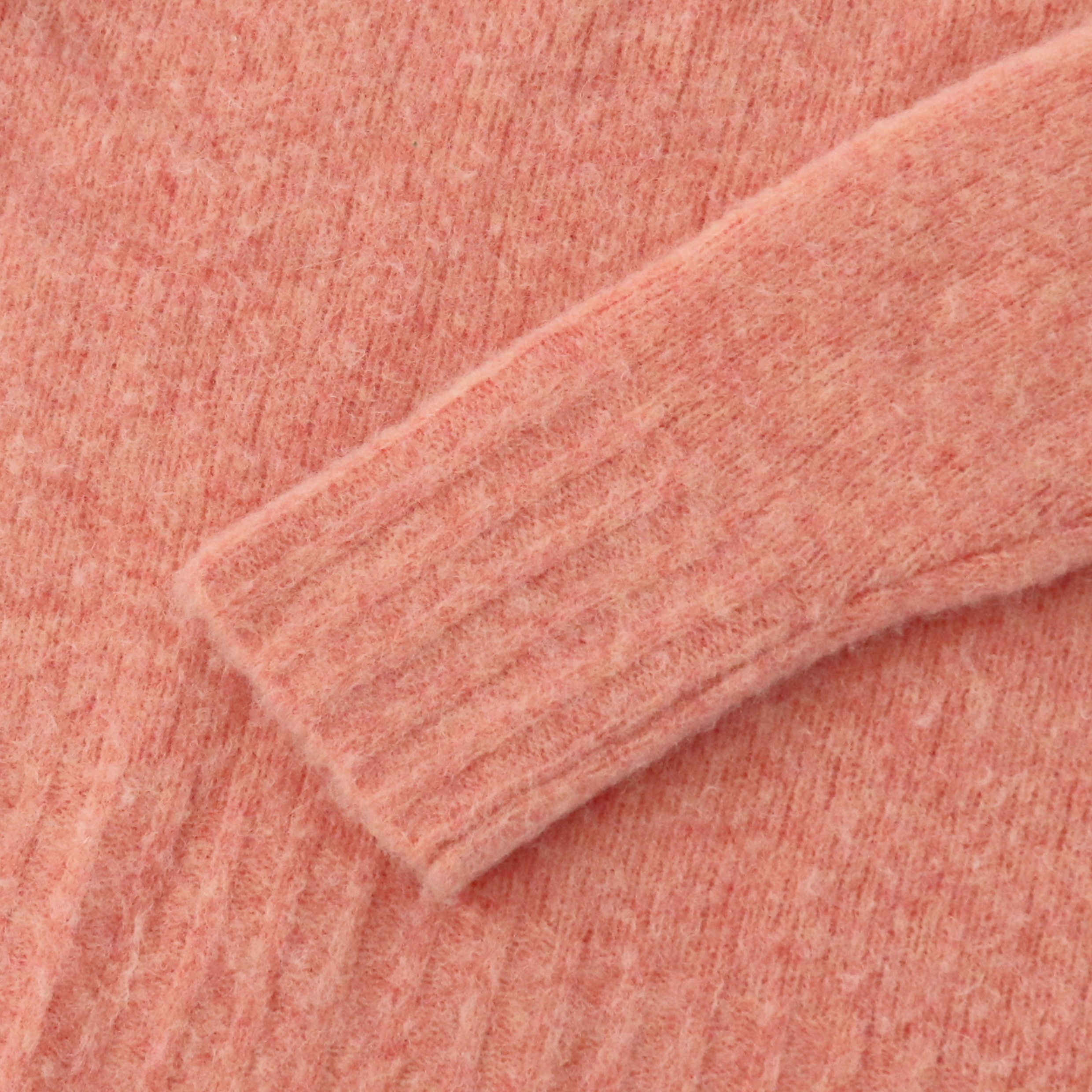 秋冬OEM工場カスタムピンク長袖クルーネック女性プルオーバーニットセーター