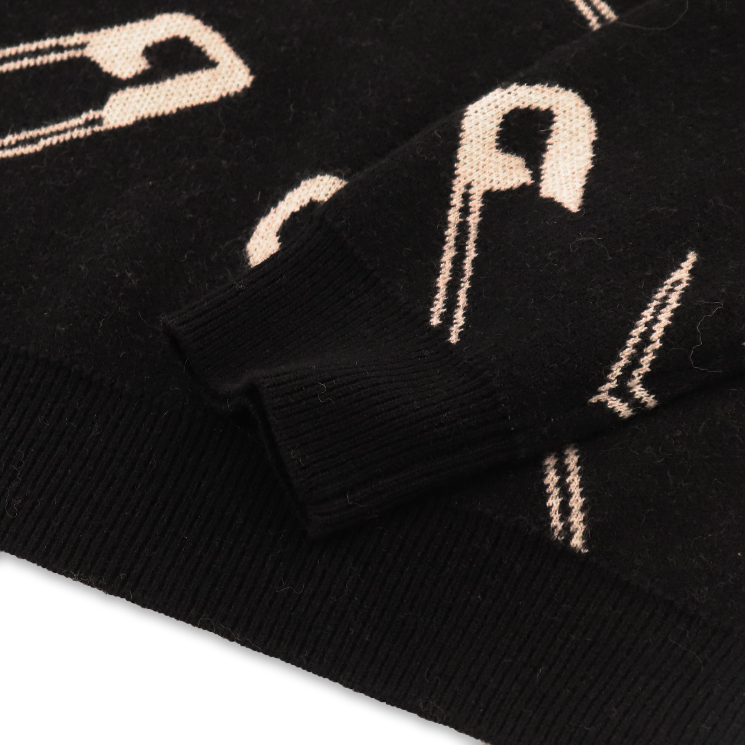 秋冬 OEM カスタム ブラック プリント長袖女性プルオーバー ニット セーター