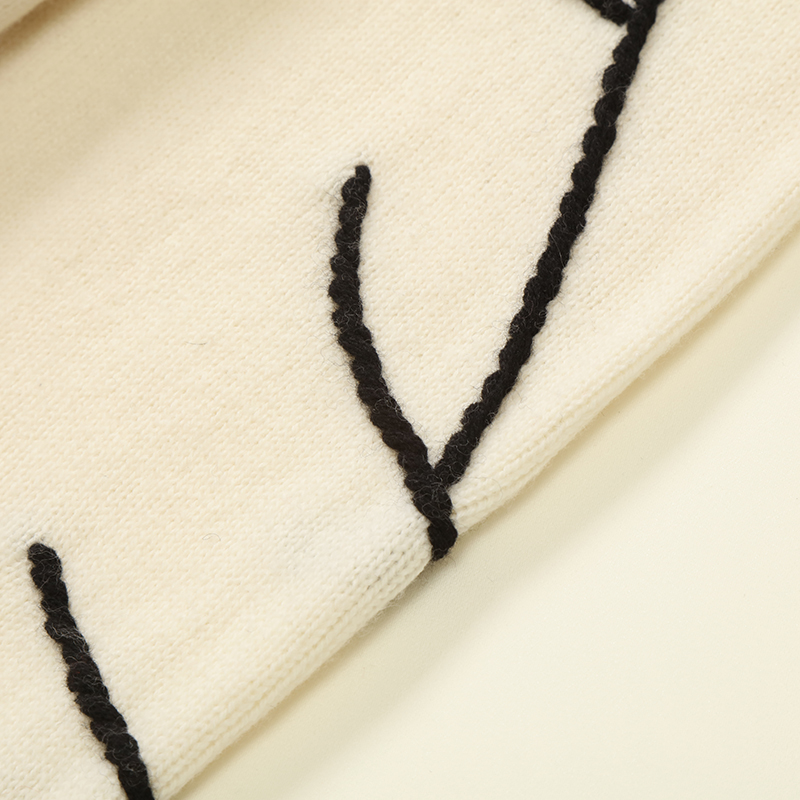 カスタムかぎ針編みブレンド O ネック カシミア プリント プルオーバー女性ニット セーター