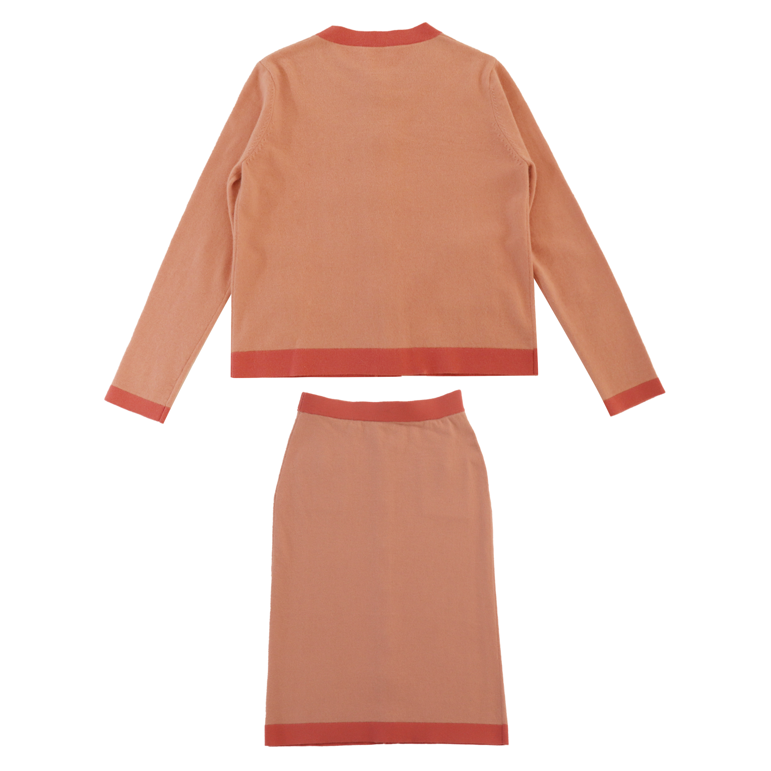 OEMカスタム冬長袖セーターカーディガントップスカートツーピース女性ニットセット