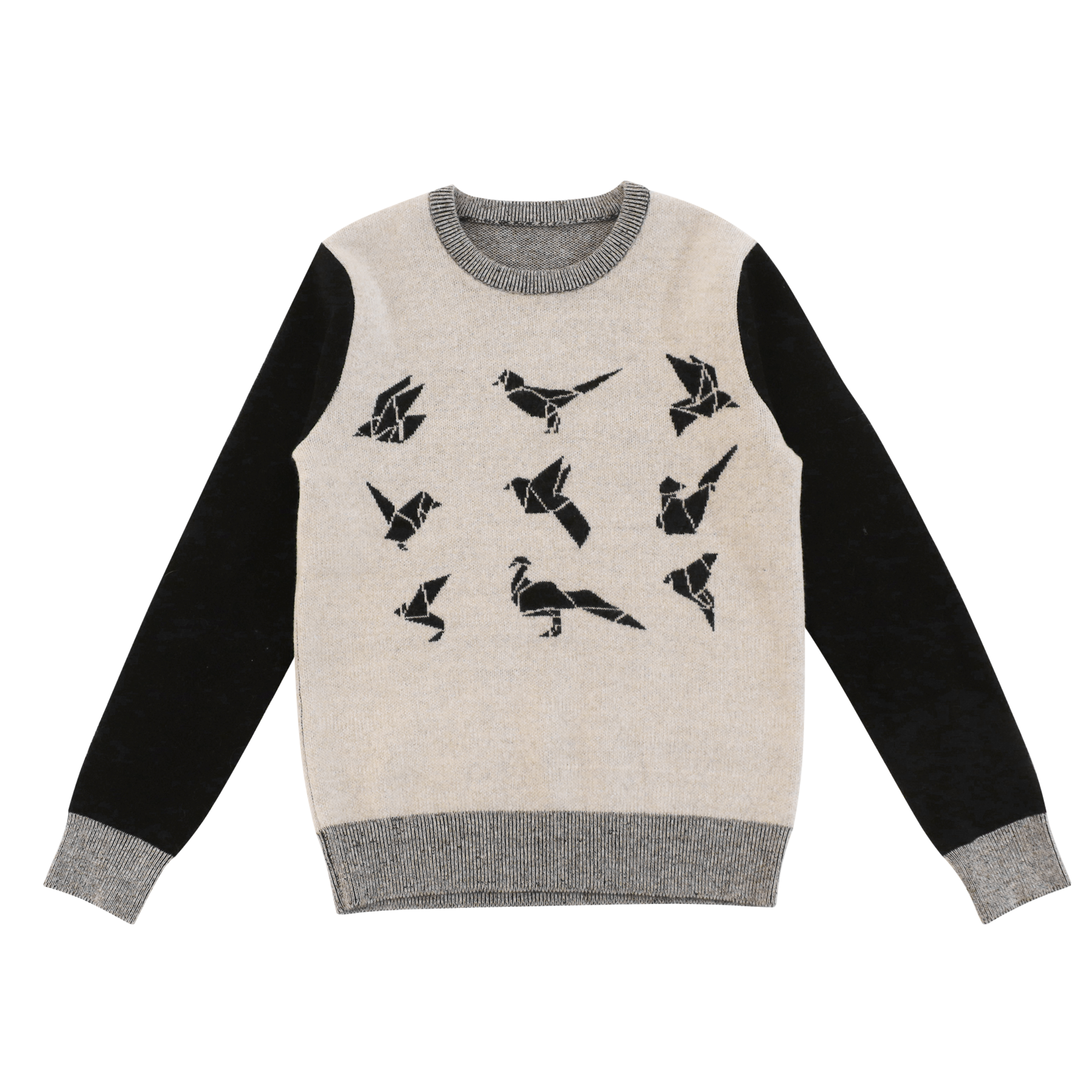 秋冬OEMメーカーカスタムロングスリーブプリント対照的な色の女性プルオーバーニットセーター