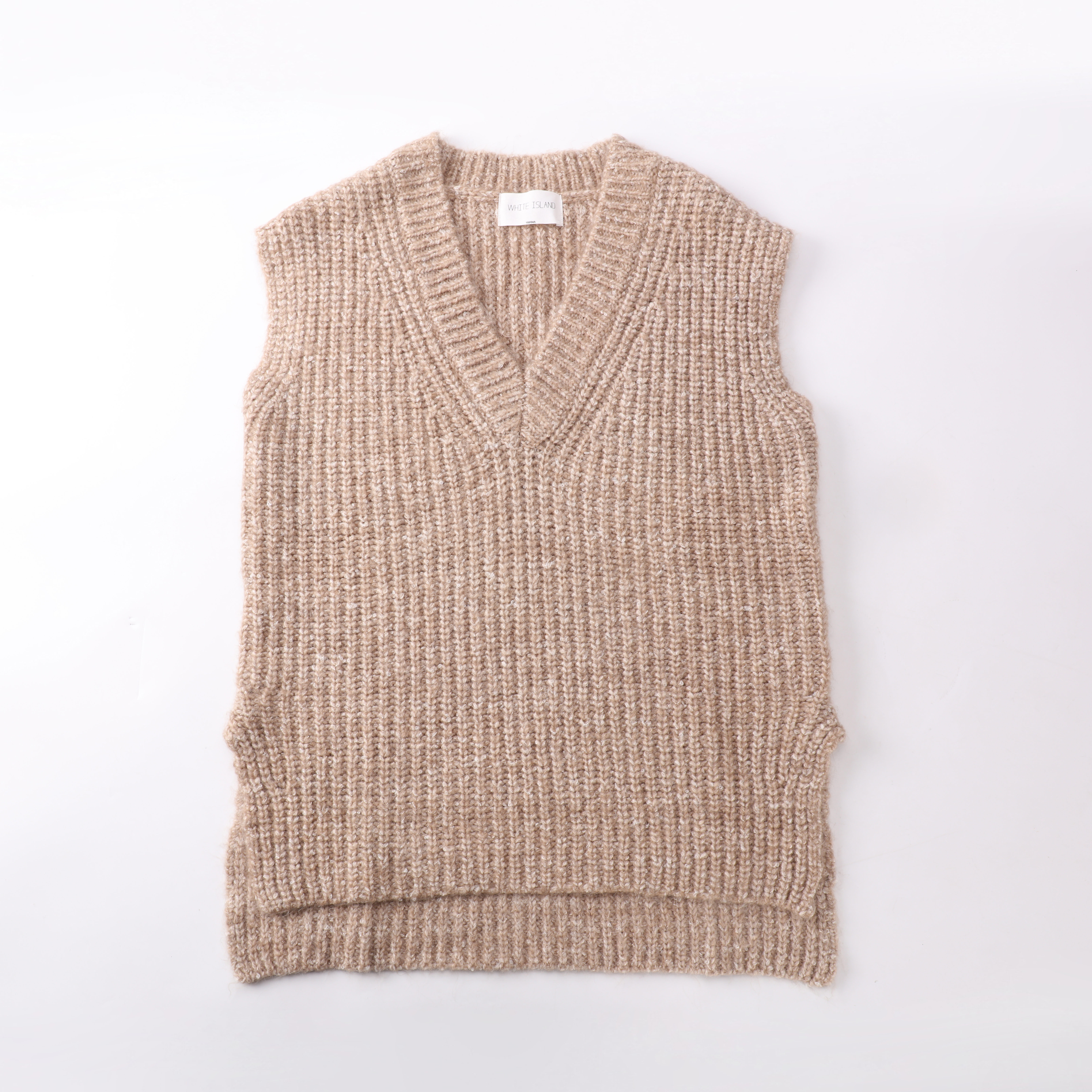 OEM 工場カスタム女性 V ネック ニット ノースリーブ プルオーバー セーター トップ ベスト 