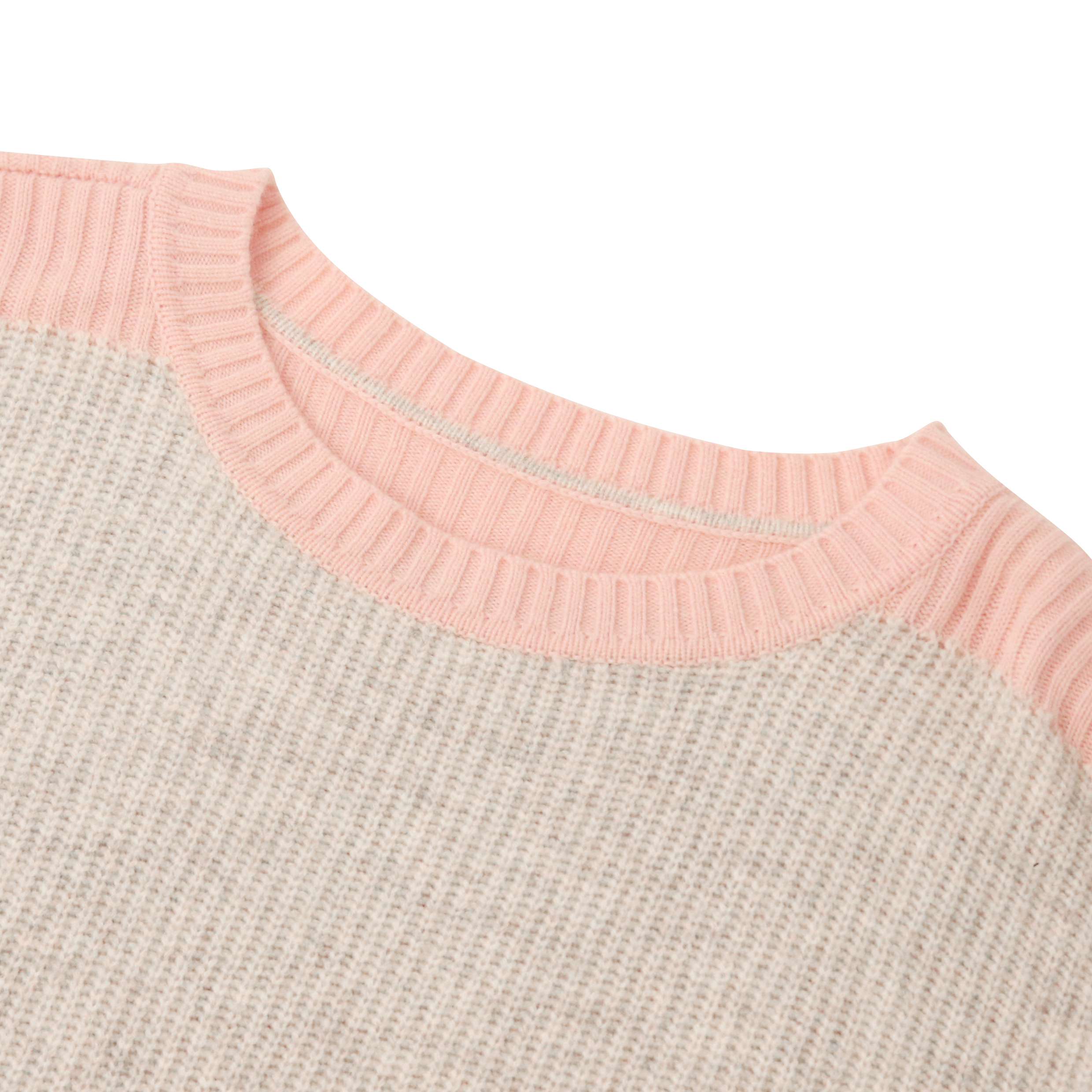 秋冬 OEM 工場カスタム長袖コントラストカラーカシミヤ女性プルオーバーニットセーター