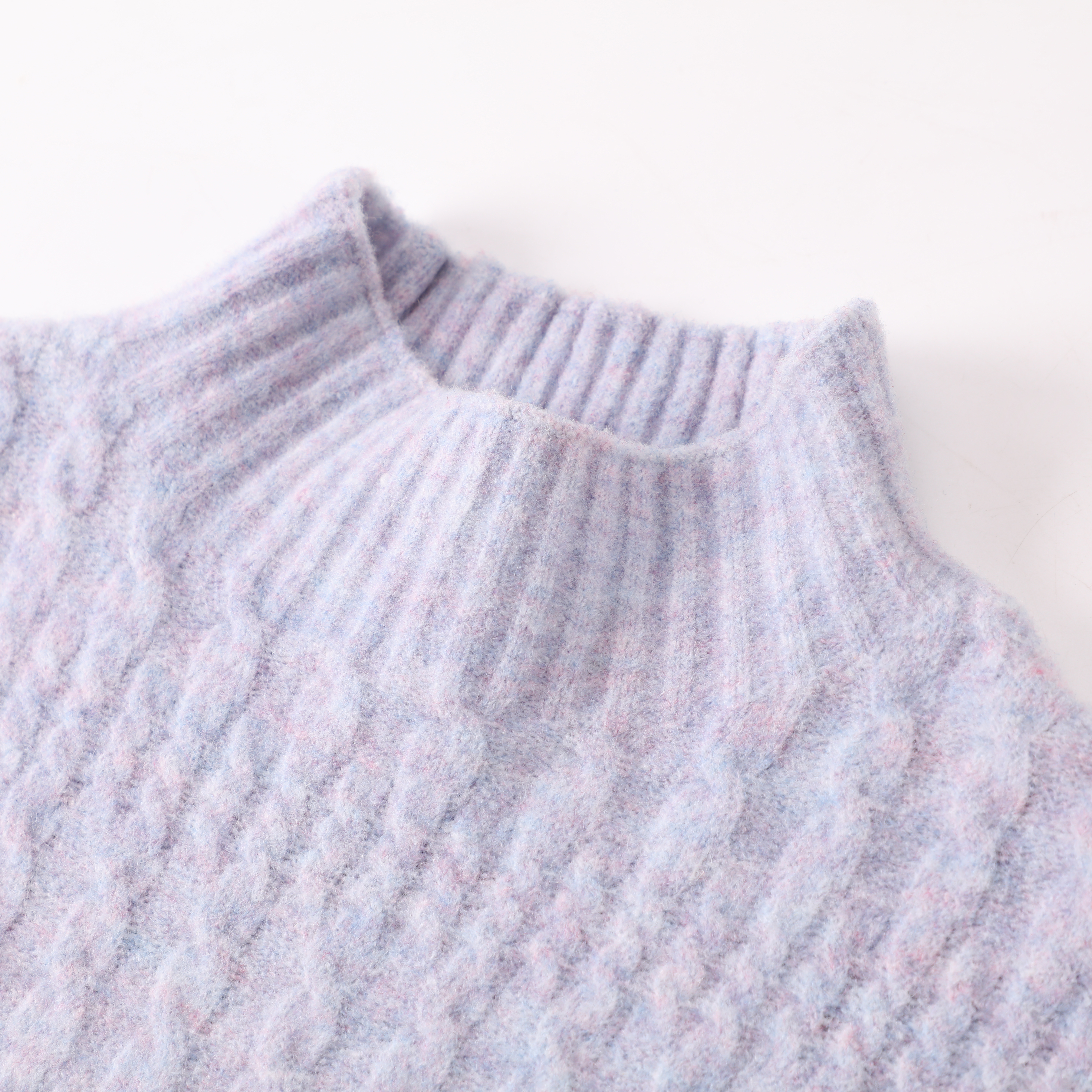 秋冬 OEM カスタム ライトパープル長袖暖かい女性レディース プルオーバー ニット セーター