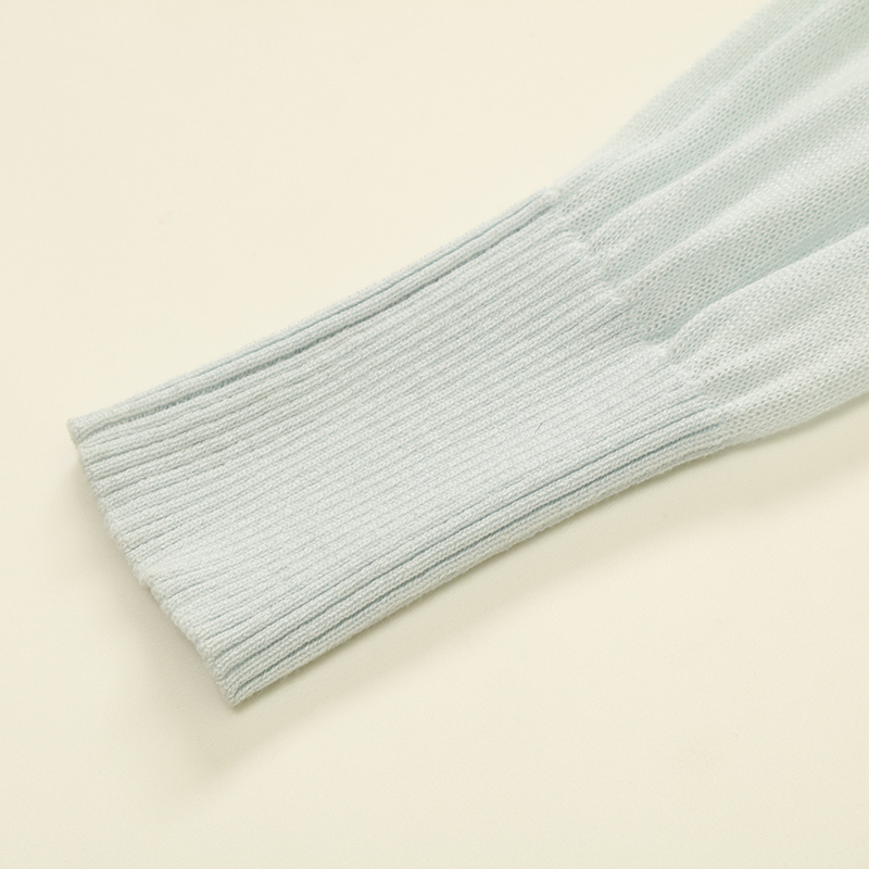 テンセルリネン混紡 OEM 工場カスタム長袖ベージュ女性レディースショートスリムニットセーターカーディガン