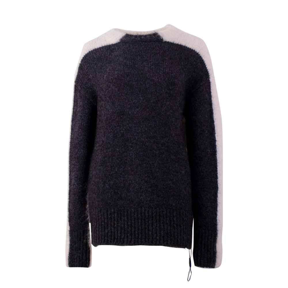 OEMカスタムウィメンズ秋の冬の長袖カラーブロッキングニットプルオーバーセーター