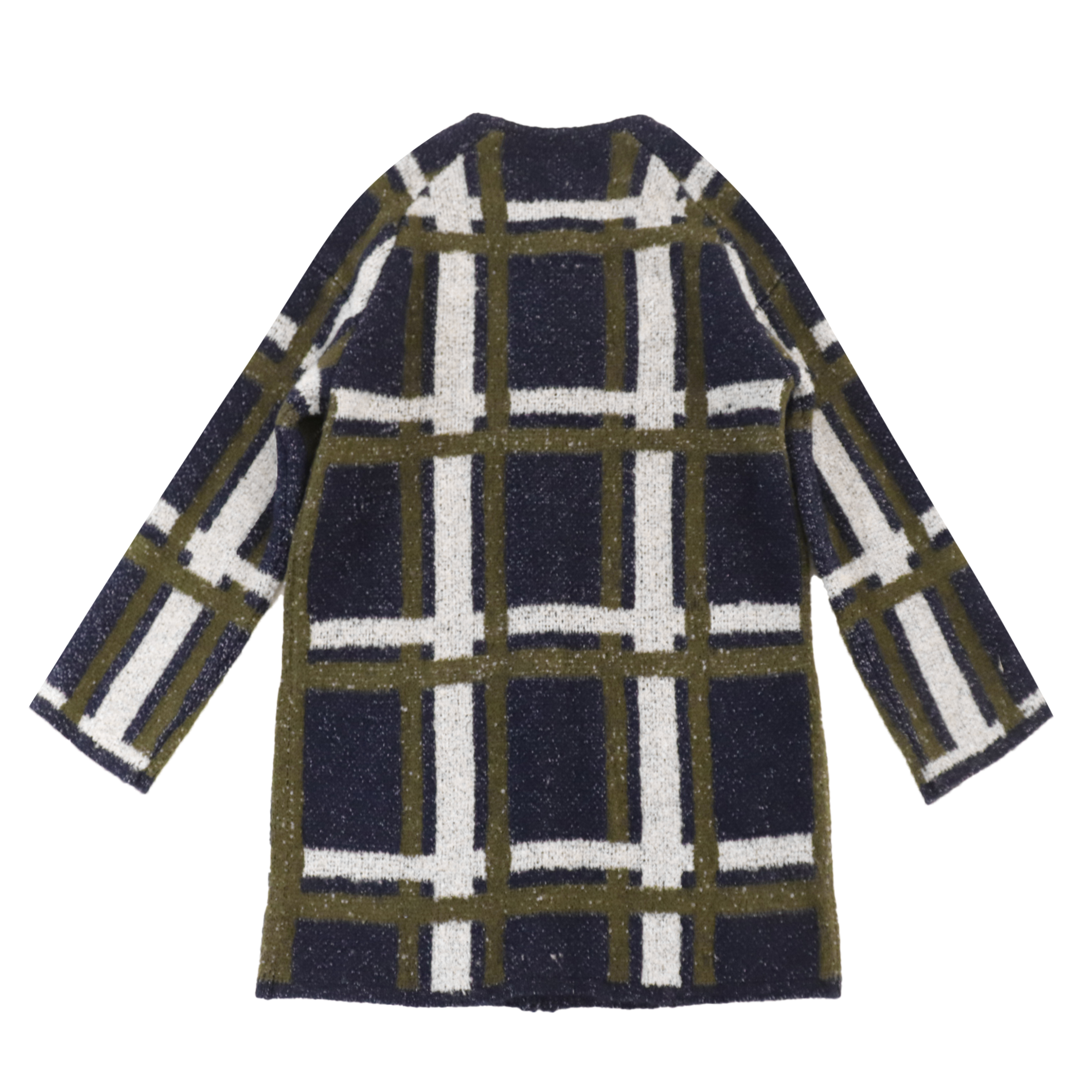 OEMの工場注文の格子縞の印刷物の長い袖の女性レディース ニットのセーターのコートのカーディガン