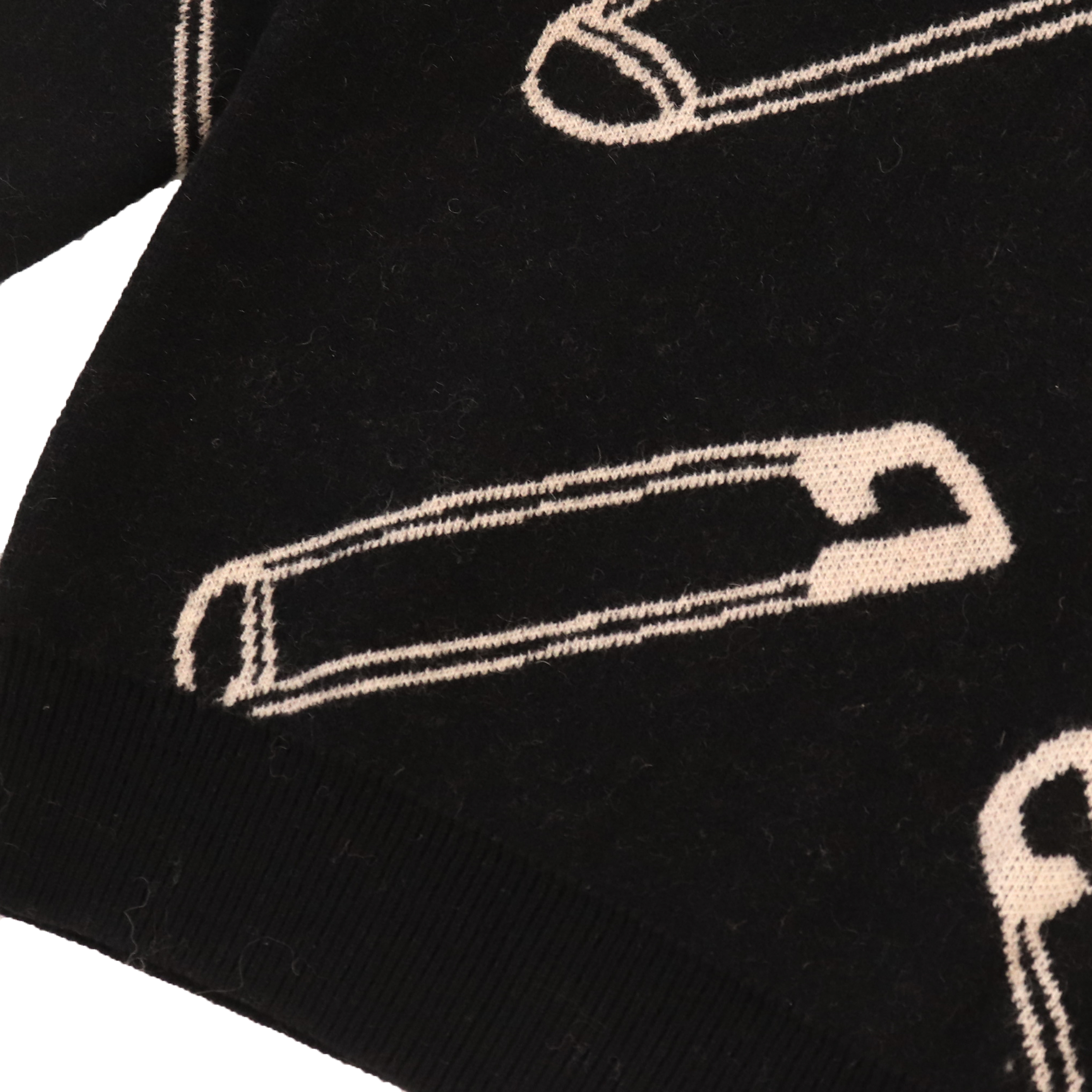 秋冬 OEM カスタム ブラック プリント長袖女性プルオーバー ニット セーター