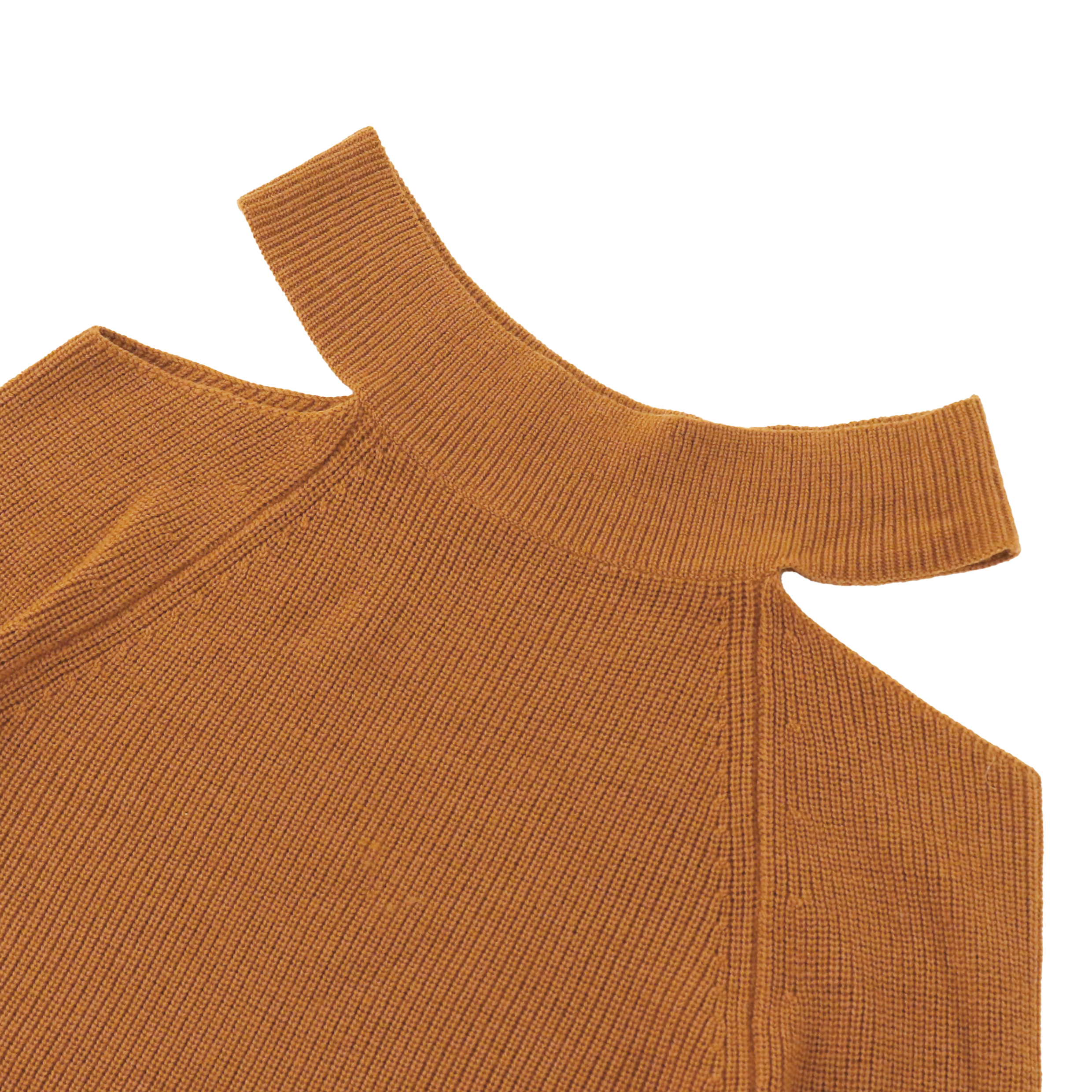 秋冬OEMメーカーカスタムロングスリーブクルーネックカーキイレギュラーレディースプルオーバーニットセーター