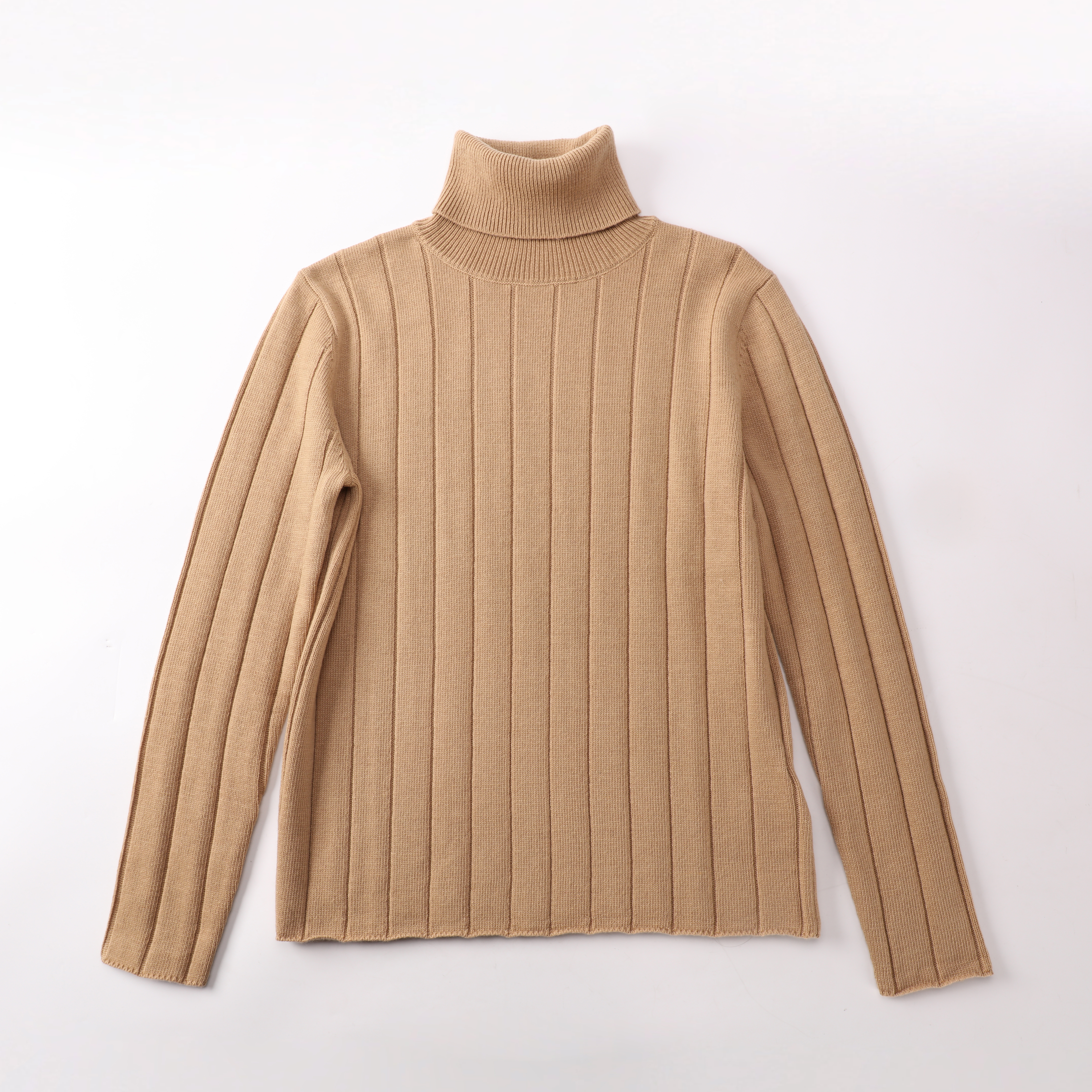 秋冬 OEM カスタム長袖タートルネックカーキ厚い女性レディースプルオーバーニットセーター