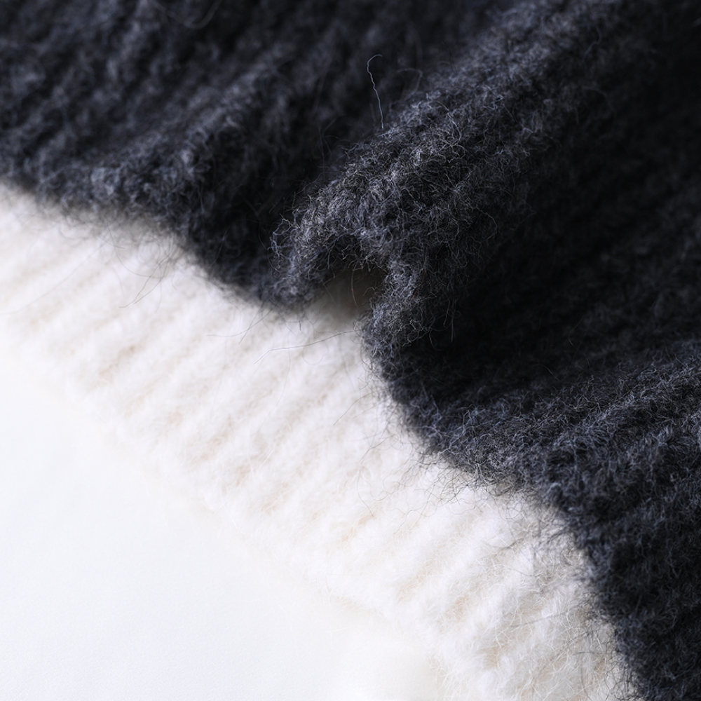 OEMカスタムウィメンズ秋の冬の長袖カラーブロッキングニットプルオーバーセーター