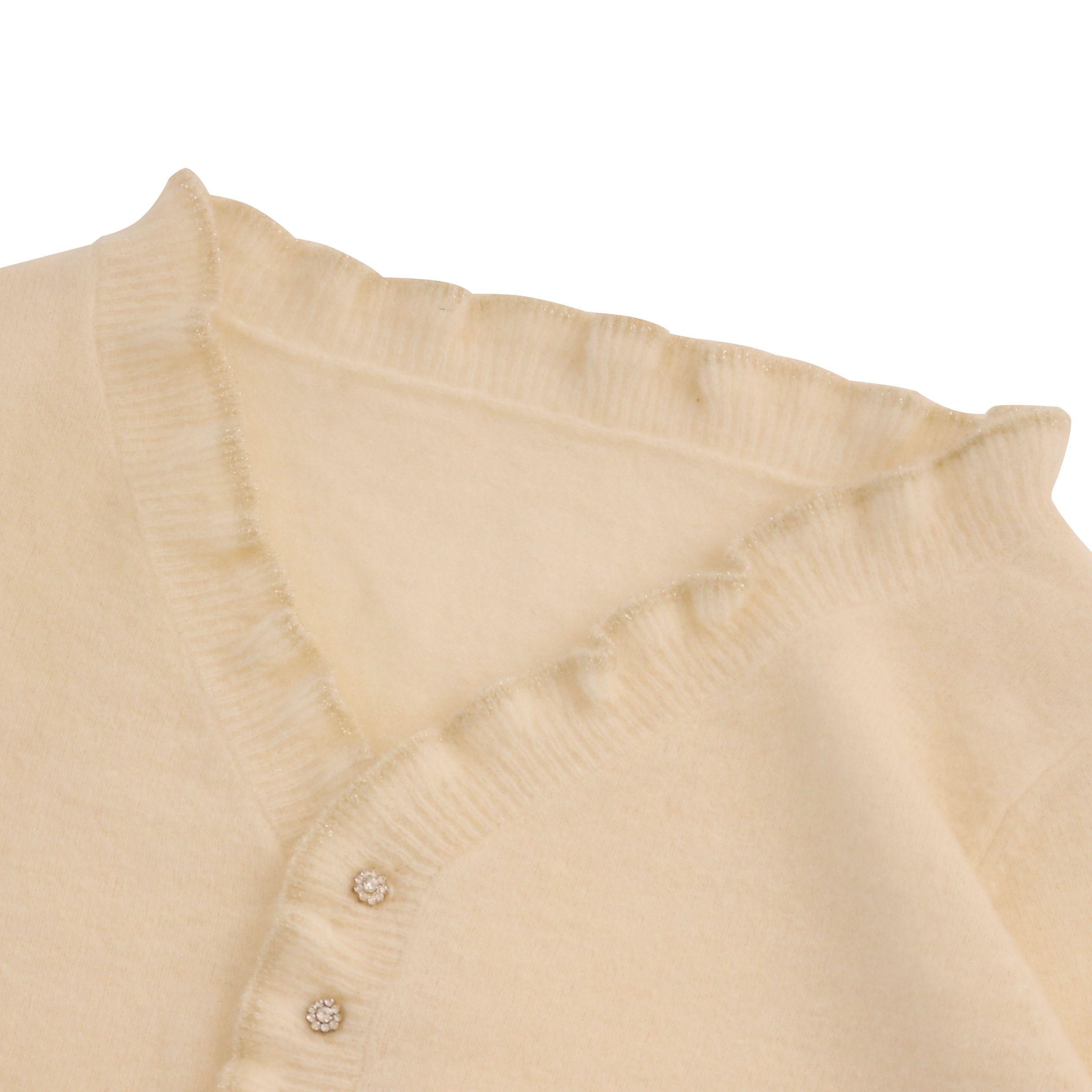 秋冬OEM工場カスタムロングスリーブボタンフリル女性プルオーバーニットセーター