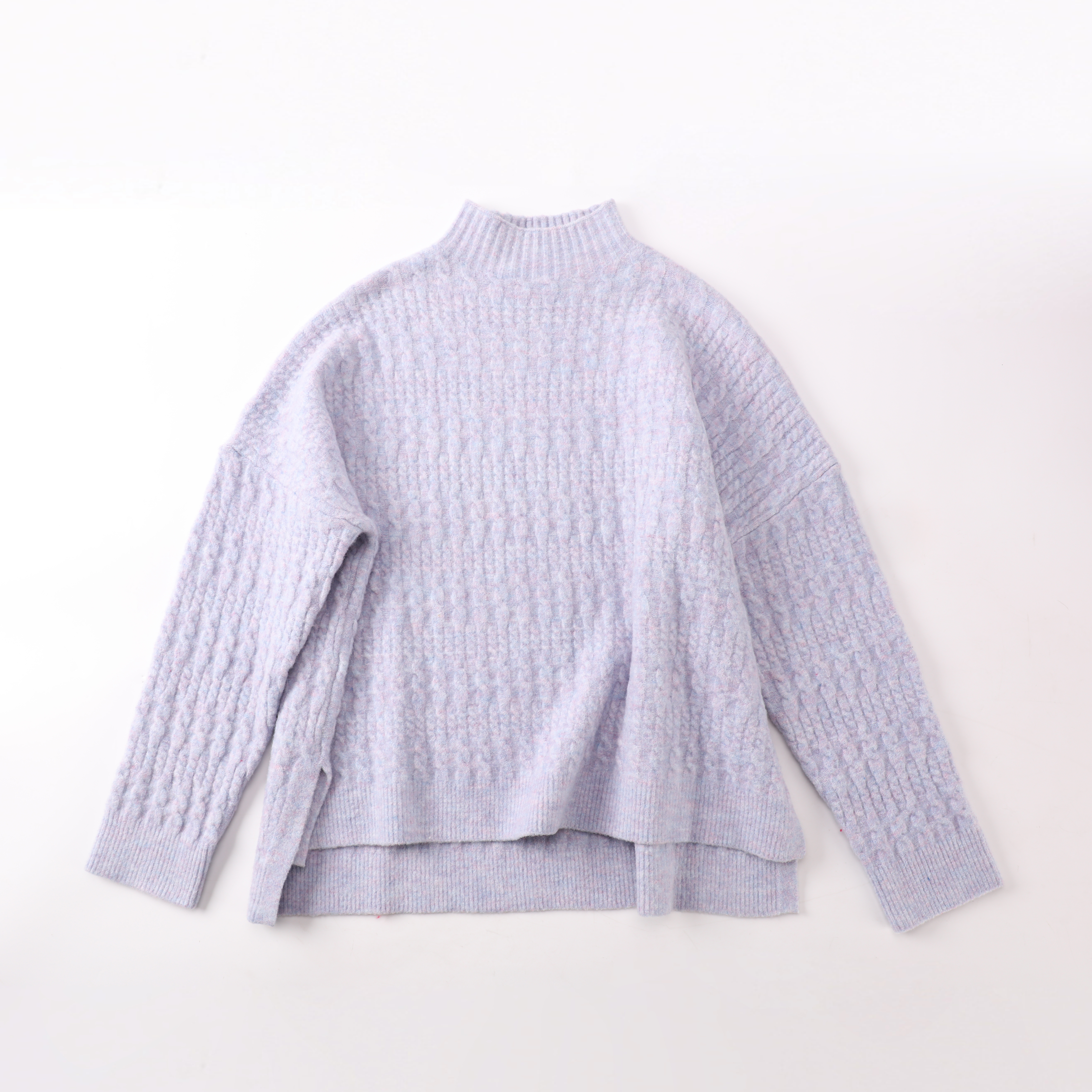 秋冬 OEM カスタム ライトパープル長袖暖かい女性レディース プルオーバー ニット セーター