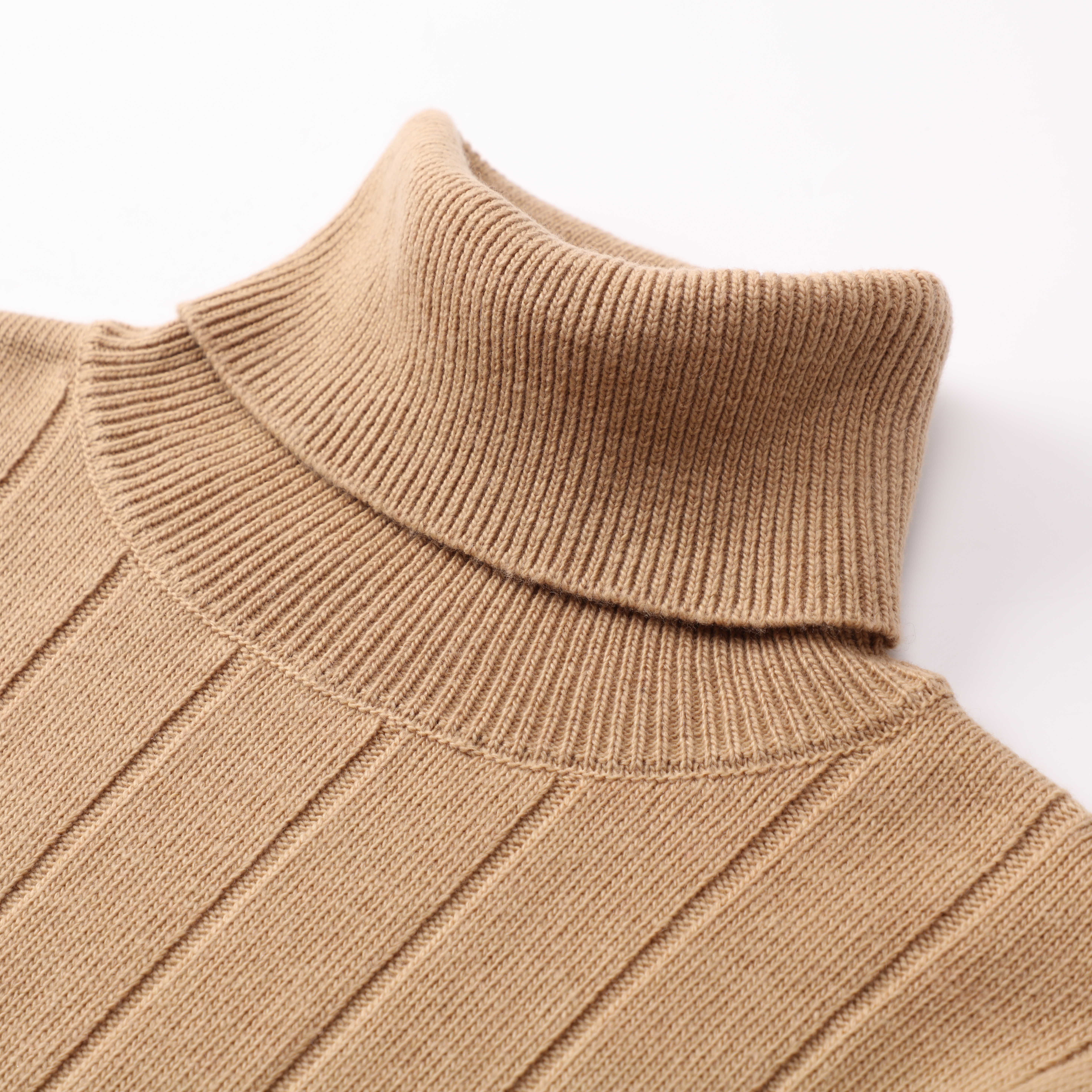 秋冬 OEM カスタム長袖タートルネックカーキ厚い女性レディースプルオーバーニットセーター