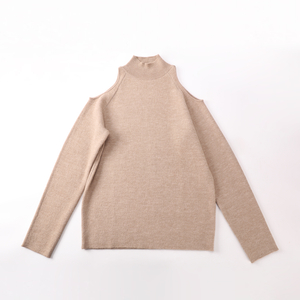 秋冬 OEM 工場カスタム長袖タートルネック中空女性レディースプルオーバーニットセーター