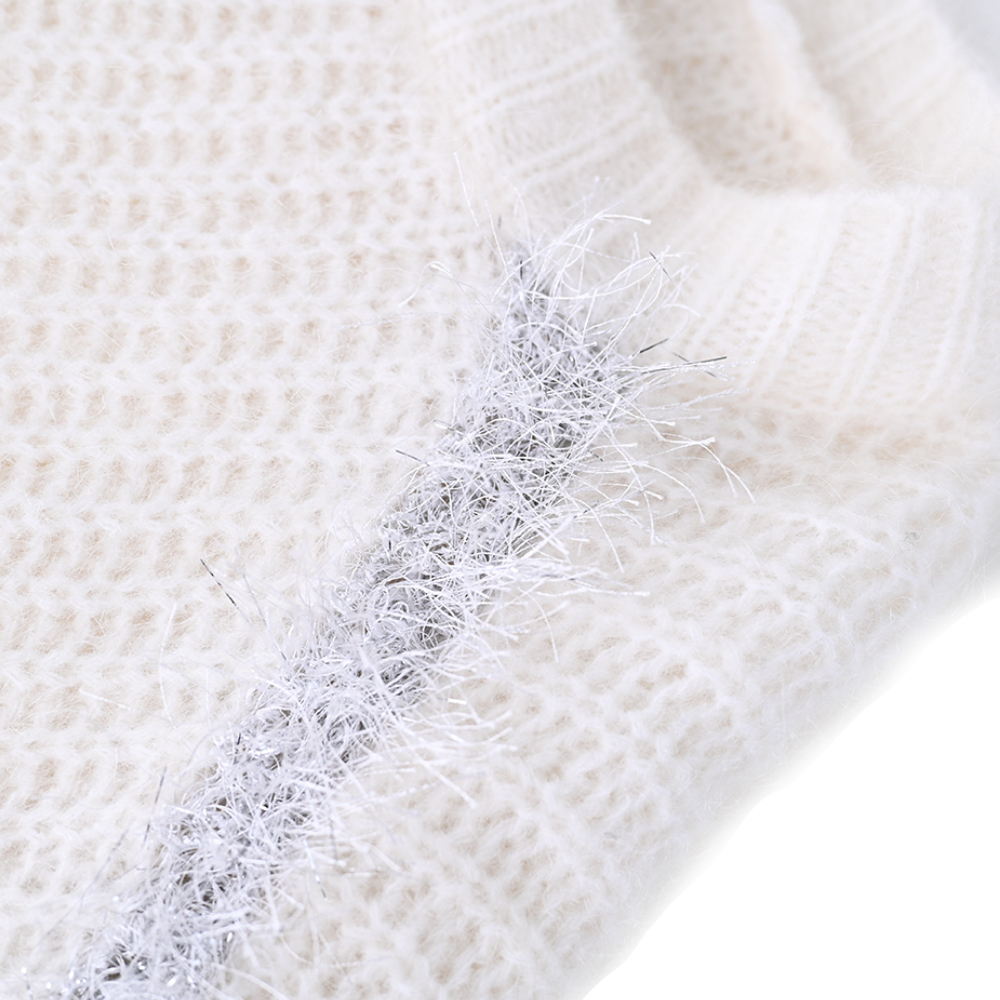 OEMカスタムウィメンズ秋の冬のニットウェアソフト長袖ベージュニットプルオーバーセーター