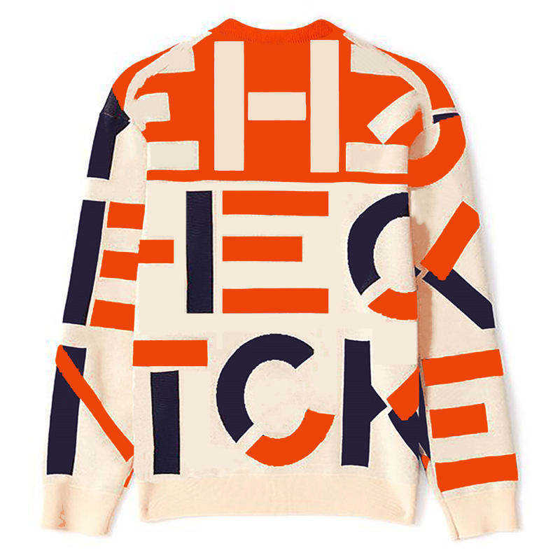 OEM カスタム男性プルオーバー セーター ジャカード レター ニット トップ長袖クルーネック プルオーバー セーター