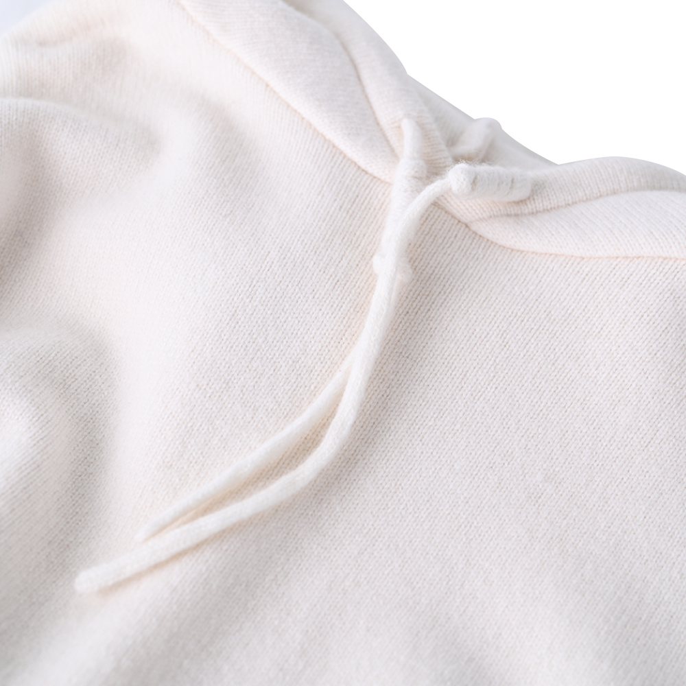 秋冬 OEM 工場ファッションフード付きカスタム長袖ウール女性プルオーバーニットセーター