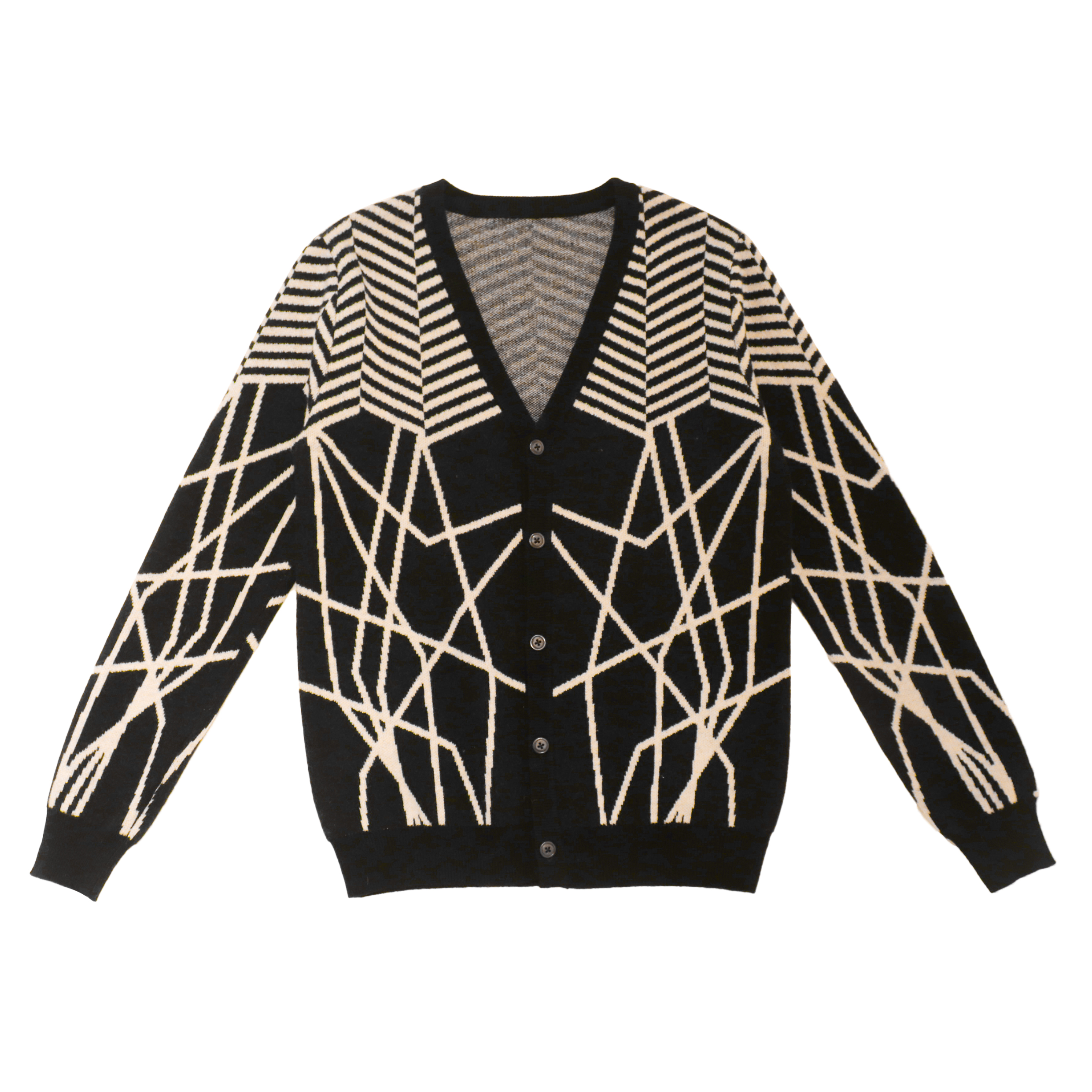 OEMの注文の黒い印刷物の長い袖のウールの女性の女性はセーターのコートのカーディガンを編む