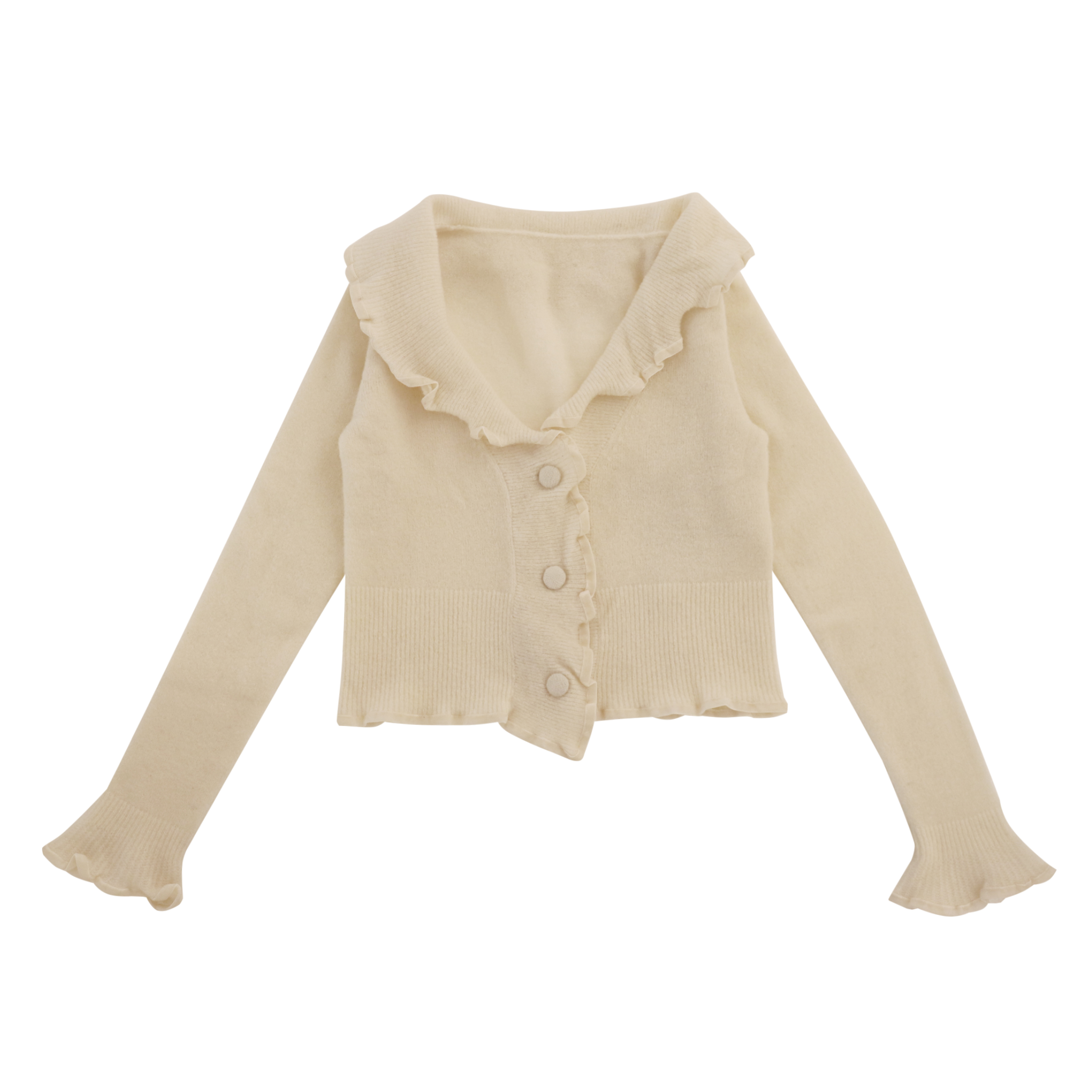 OEMの工場注文の白い葉の袖の女性レディース短いニットのセーターのカーディガン