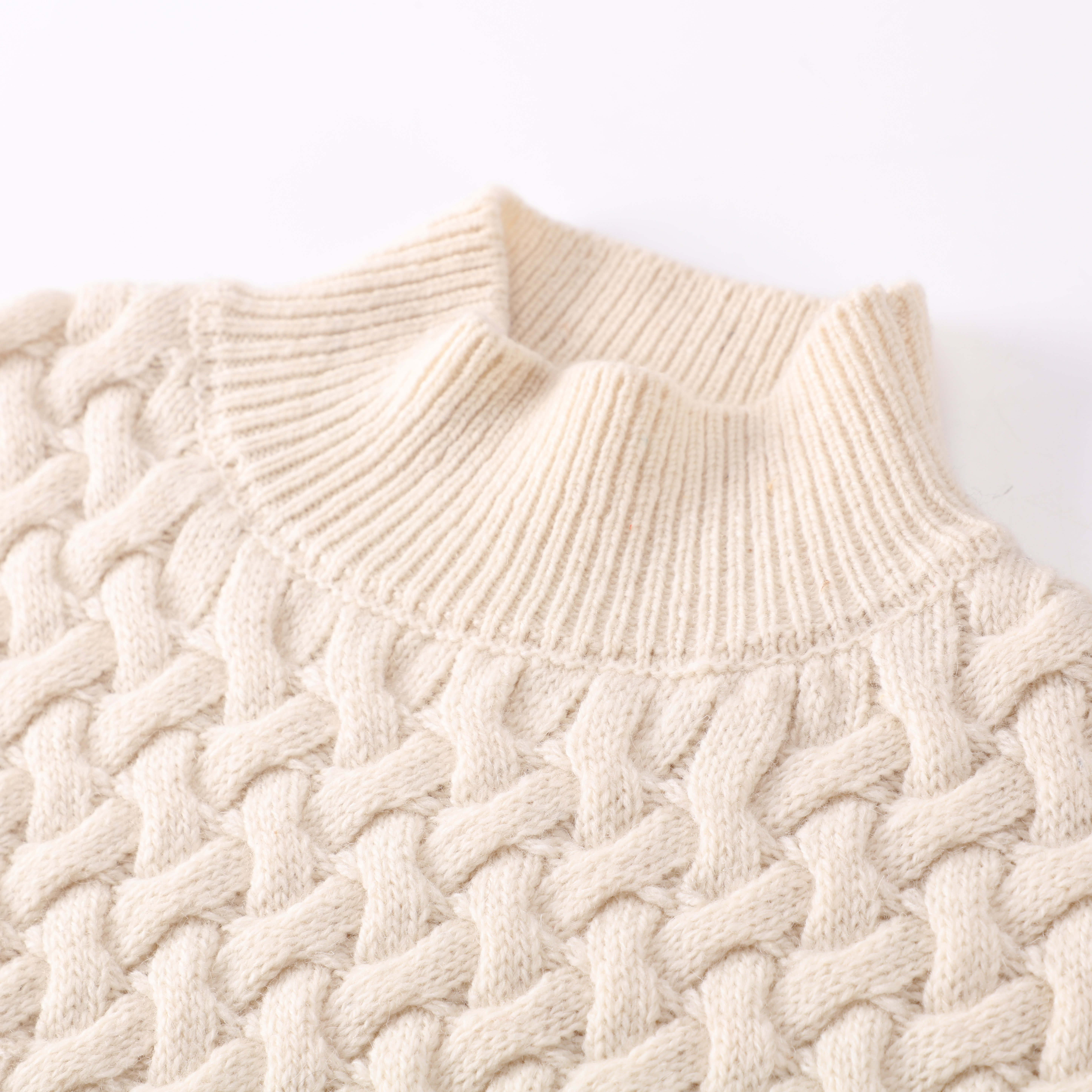 秋冬 OEM 工場カスタム ベージュ長袖幾何学模様女性レディース プルオーバー ニット セーター