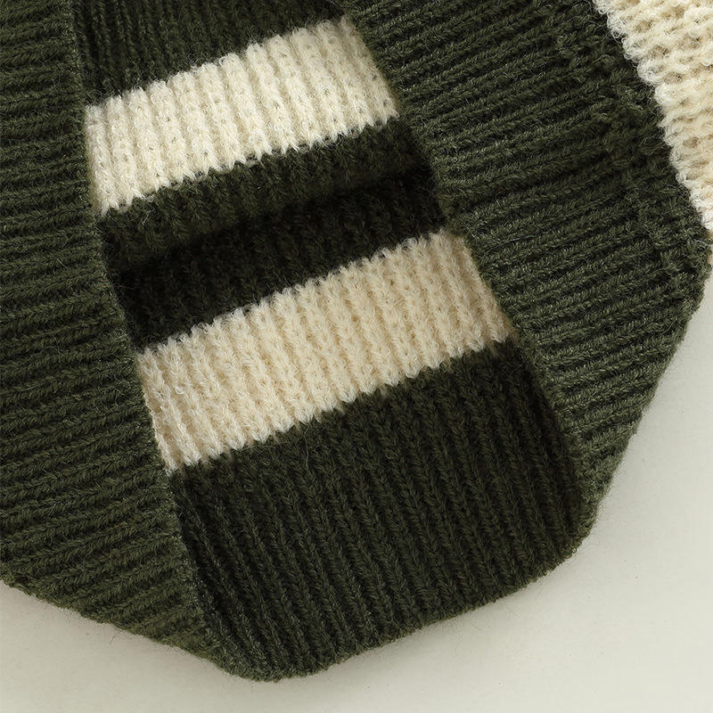 OEM工場カスタム秋冬クルーネックストライプニットベビーキッズボーイプルオーバーセーター