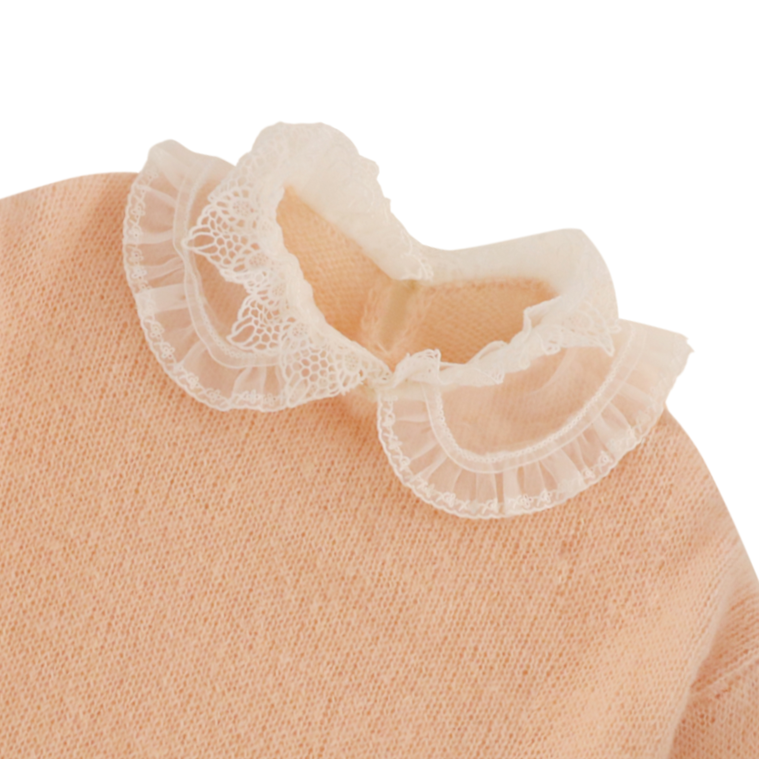 秋冬 OEM 工場カスタム長袖人形の首輪ピンク女性プルオーバー ニット セーター