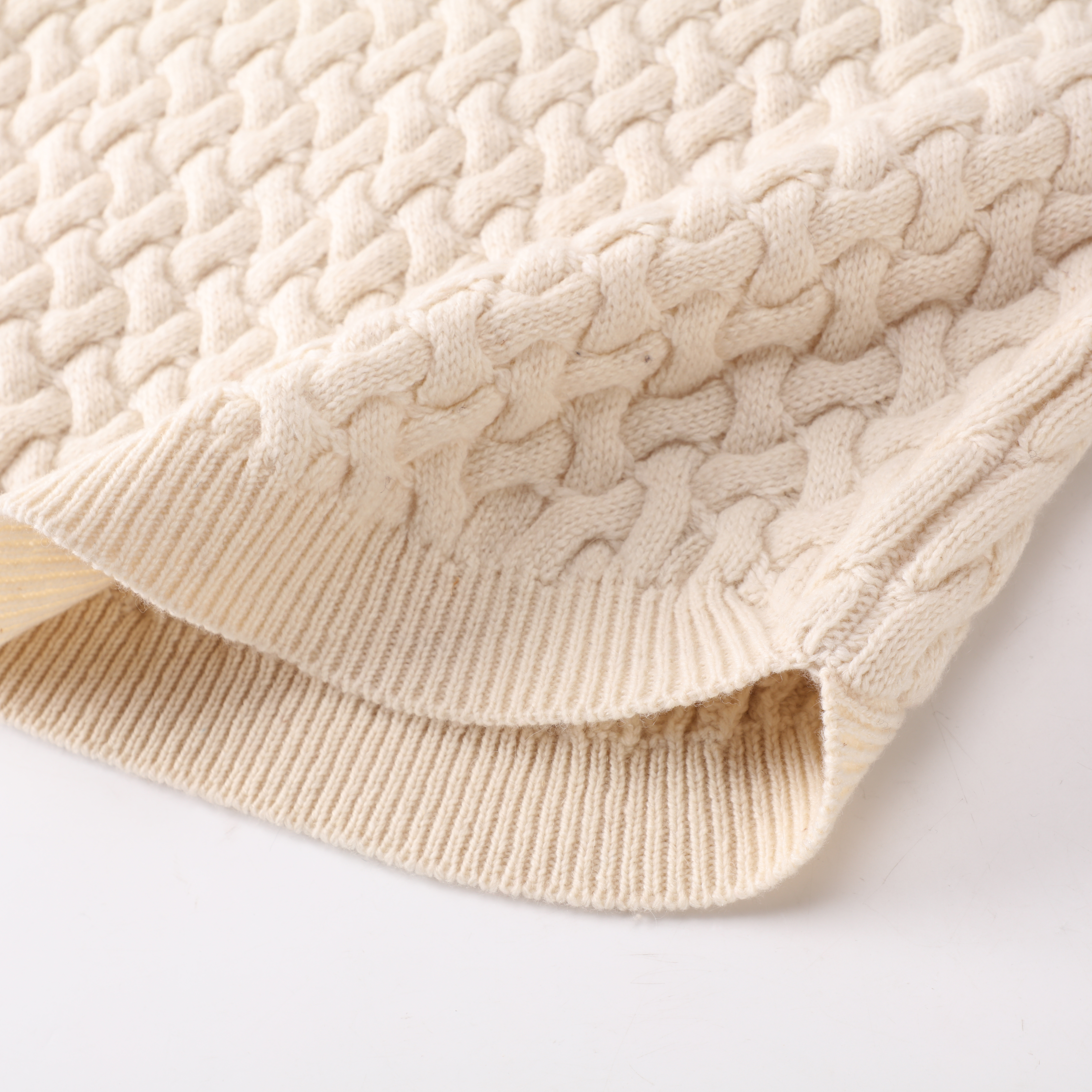 秋冬 OEM 工場カスタム ベージュ長袖幾何学模様女性レディース プルオーバー ニット セーター