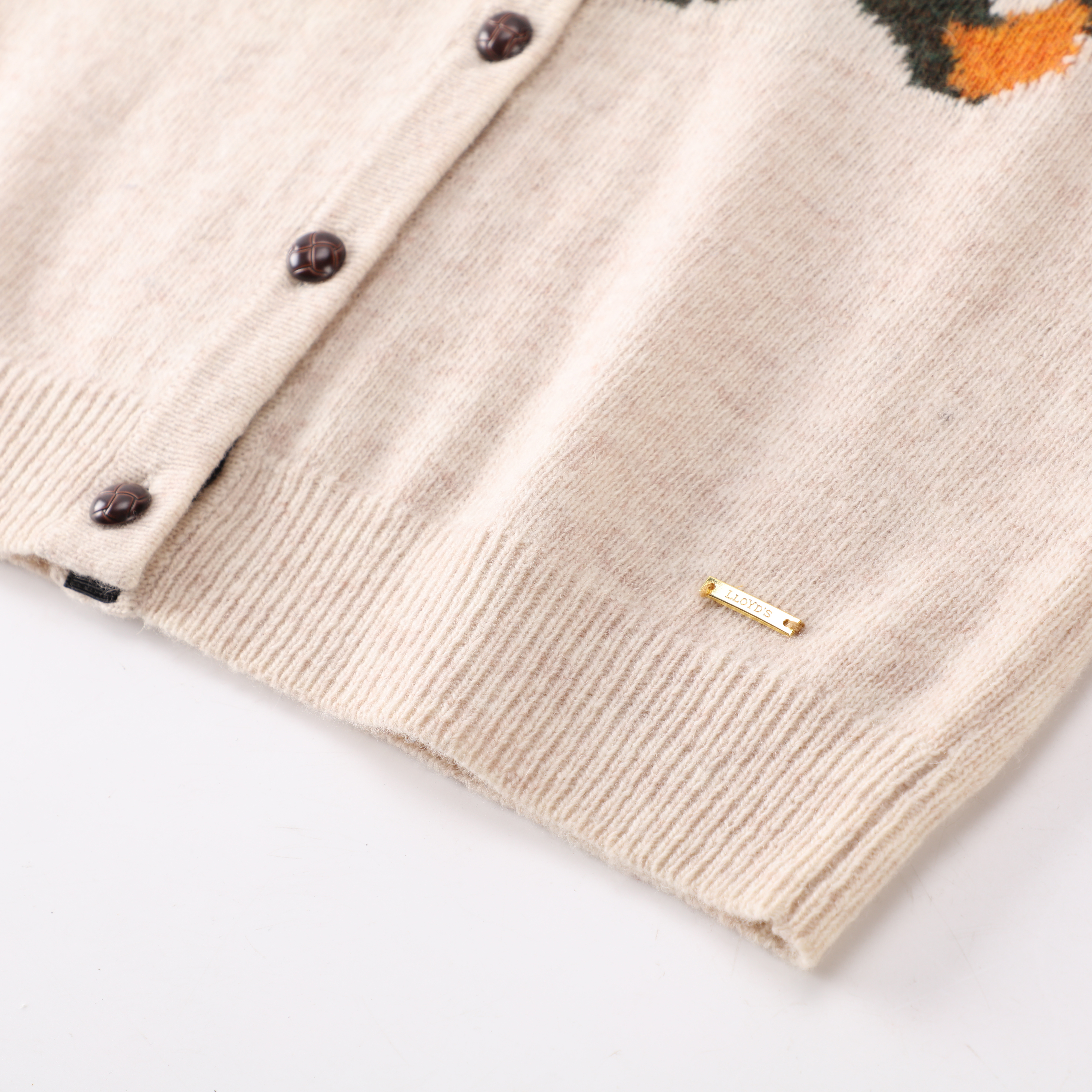 秋冬 OEM カスタム ホワイト プリント長袖ウール女性トップ ニット セーター カーディガン