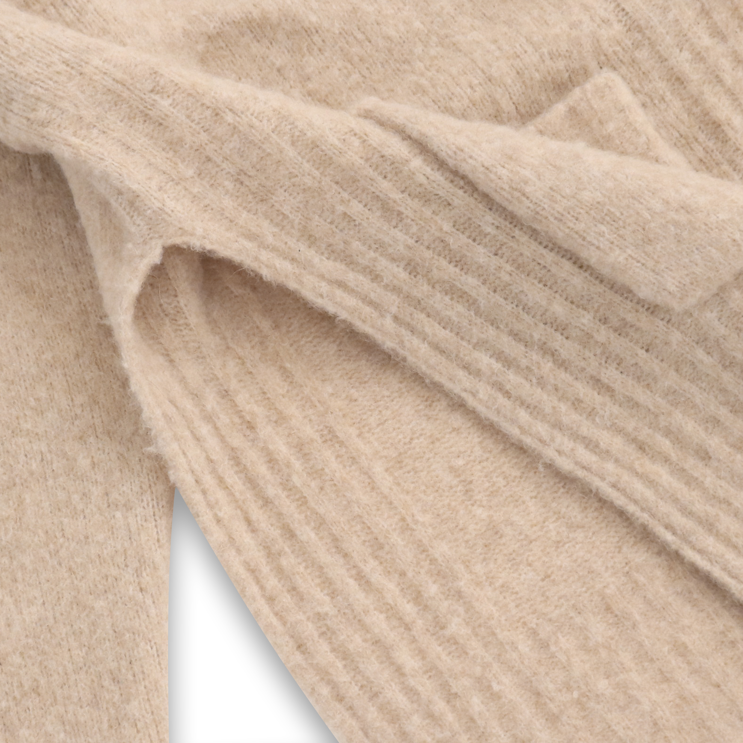 秋冬カスタム ベージュ長袖 V ネック女性プルオーバー ニット セーター ポケット付き