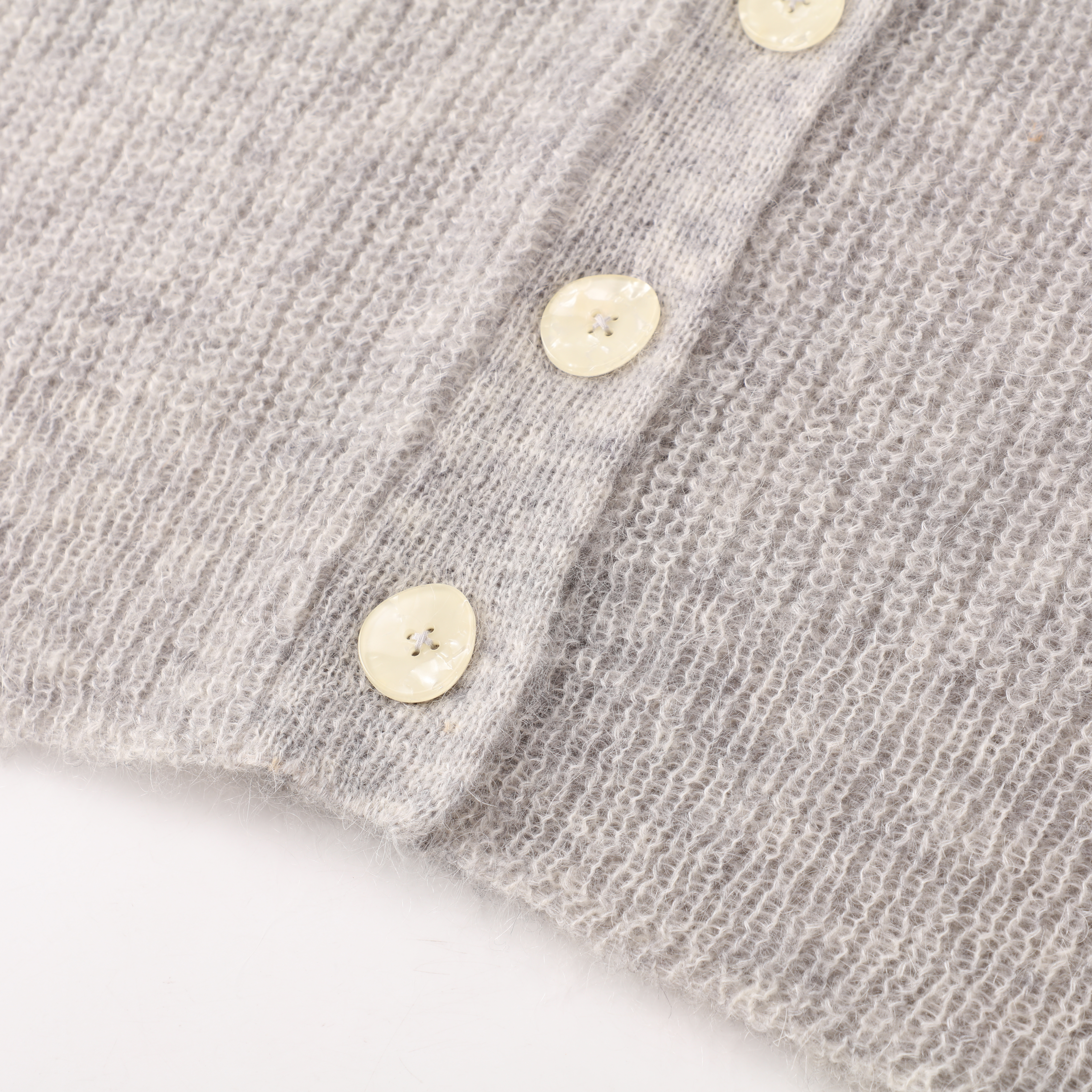 冬 OEM カスタムグレー長袖 V ネック女性ソフトウールニットトップセーターカーディガン女性のための