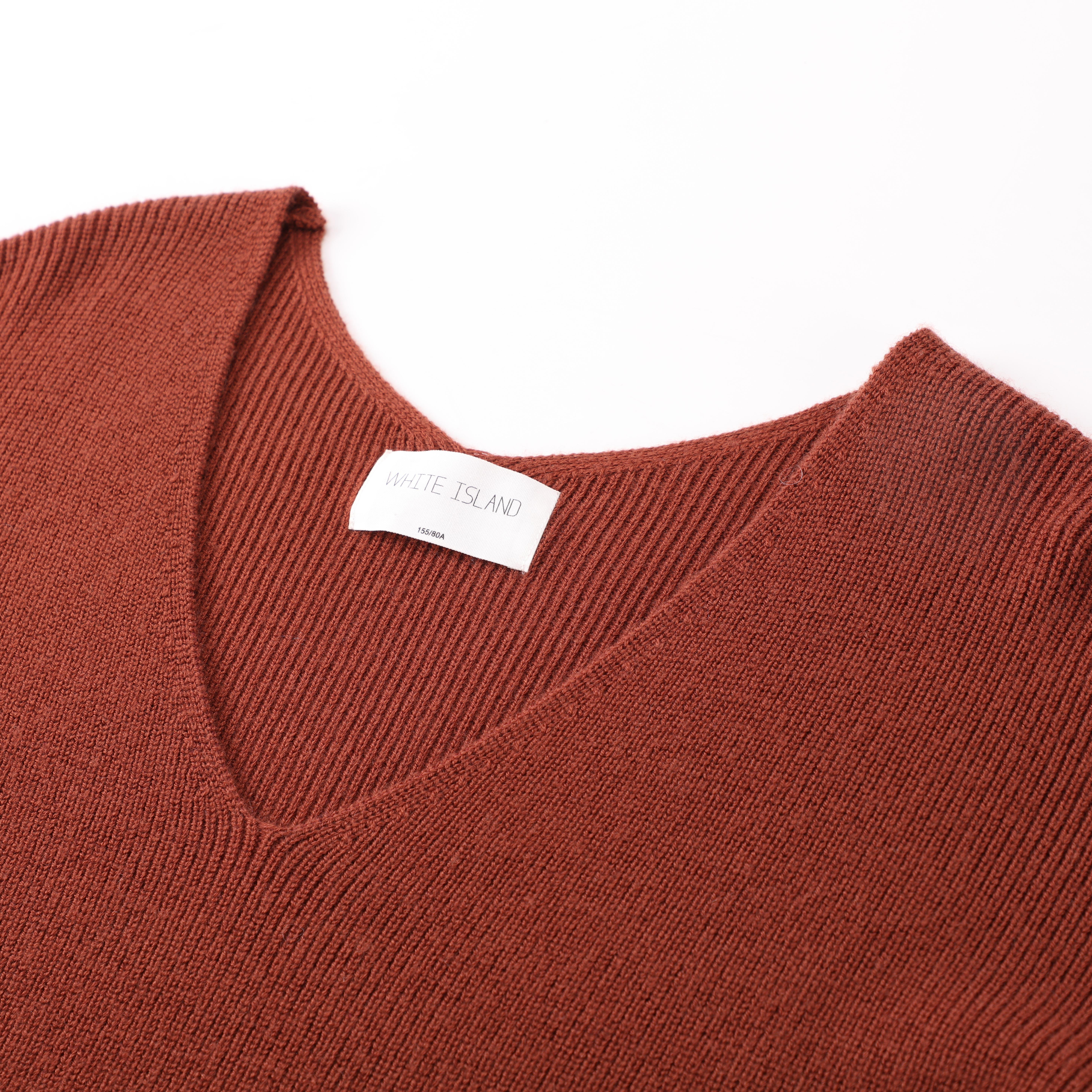 冬の OEM カスタム レッド フリル スリーブ V ネック女性レディース プルオーバー ニット セーター