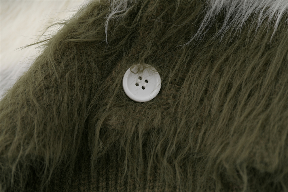 カスタムメンズモヘアファジーニット長袖ニット秋冬ストライプモヘアカーディガンセーター