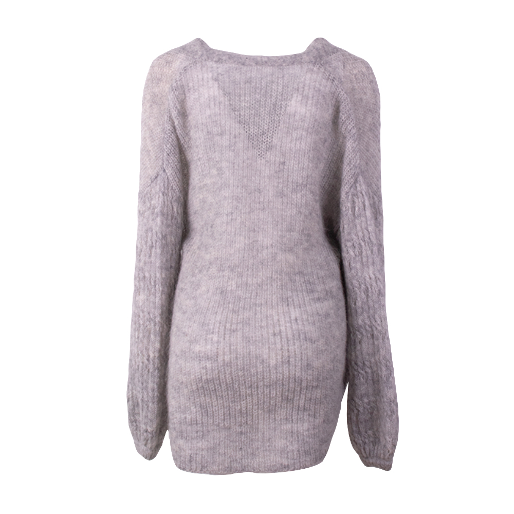 OEM 製造カスタム秋冬ニット V ネックニットロング女性レディースセーターコートカーディガン