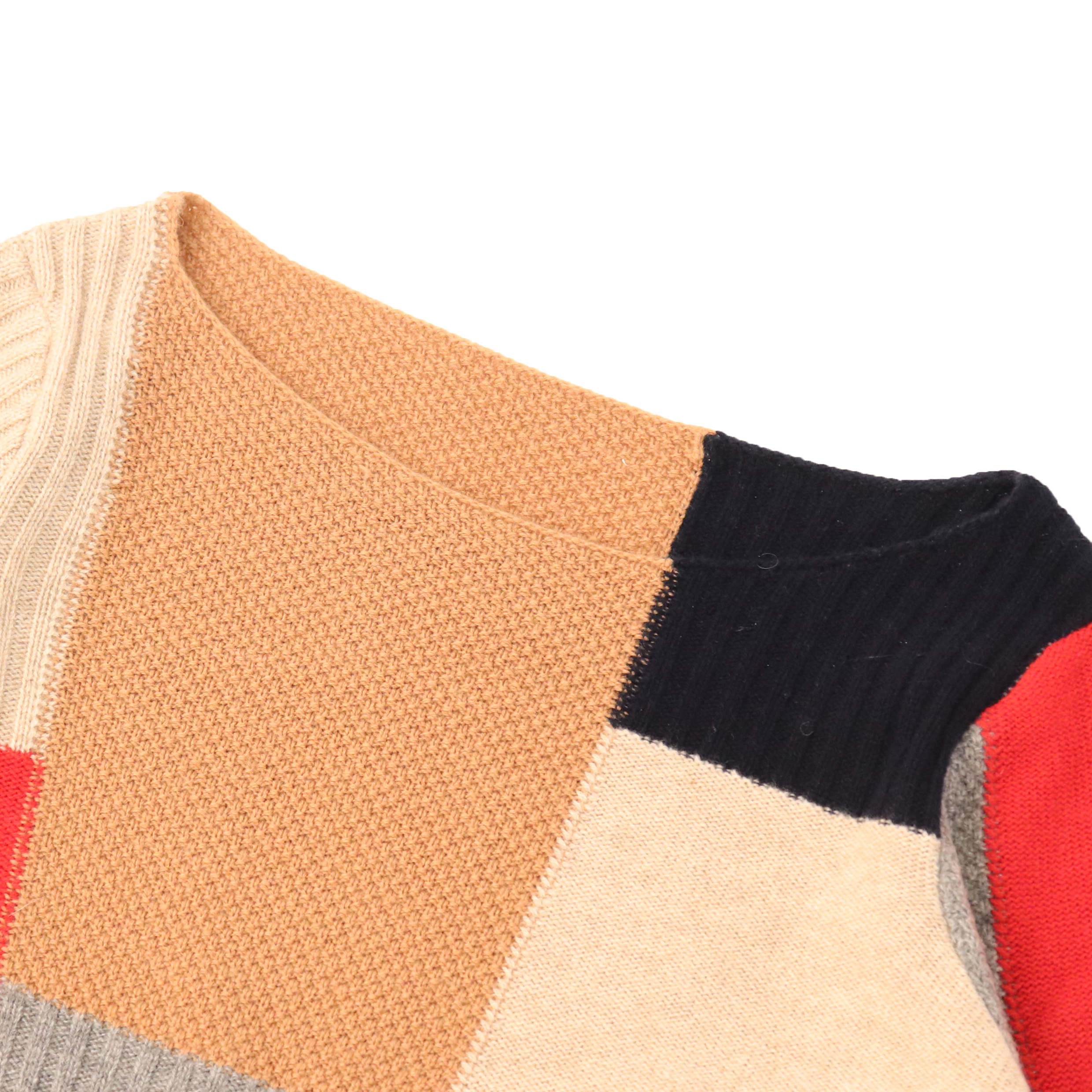 秋冬 OEM 工場カスタム長袖対照的な色ウール女性プルオーバー ニット セーター