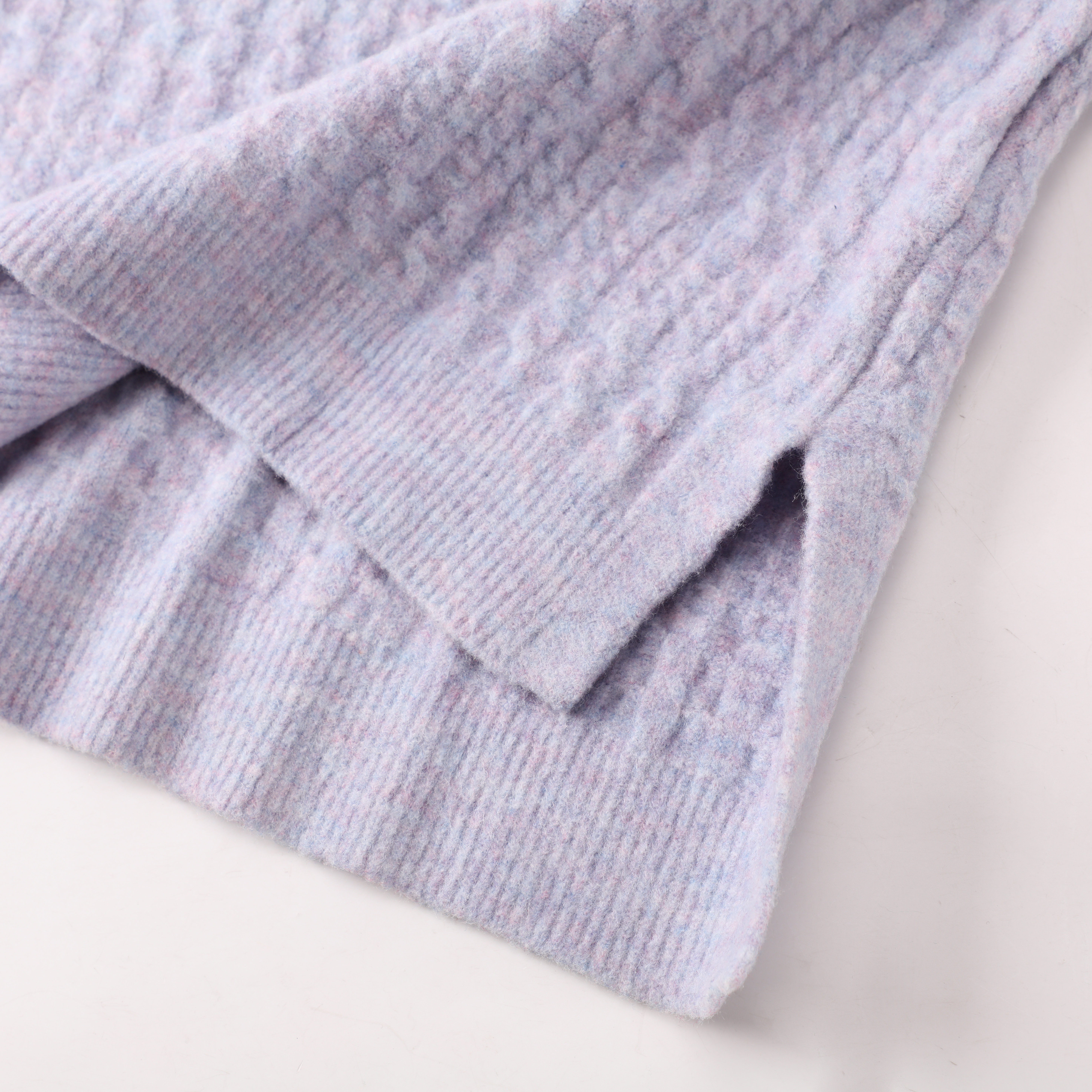 秋冬 OEM カスタム ライトパープル長袖暖かい女性レディース プルオーバー ニット セーター