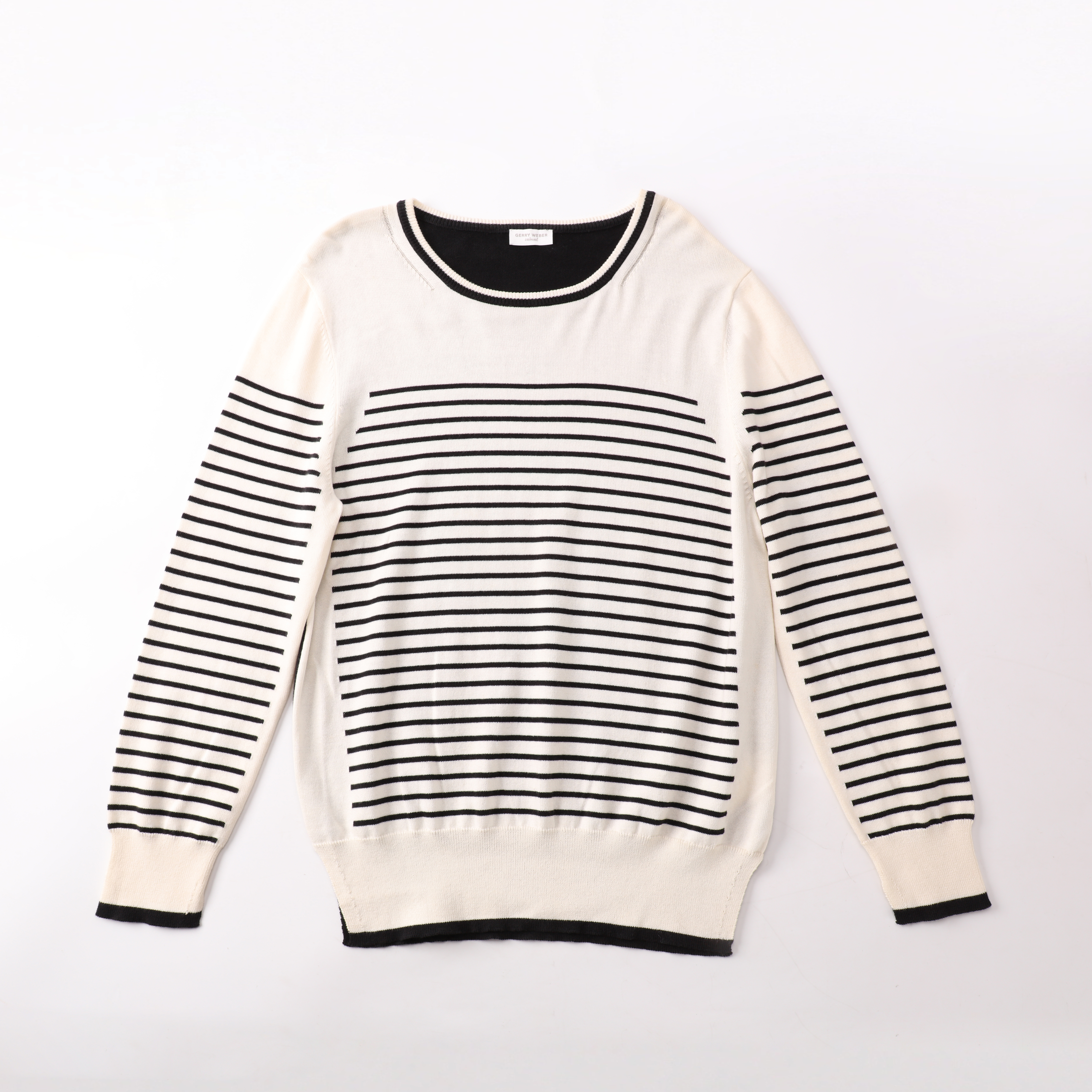 秋冬 OEM カスタムファッションストライプ長袖女性レディースプルオーバーニットセーター